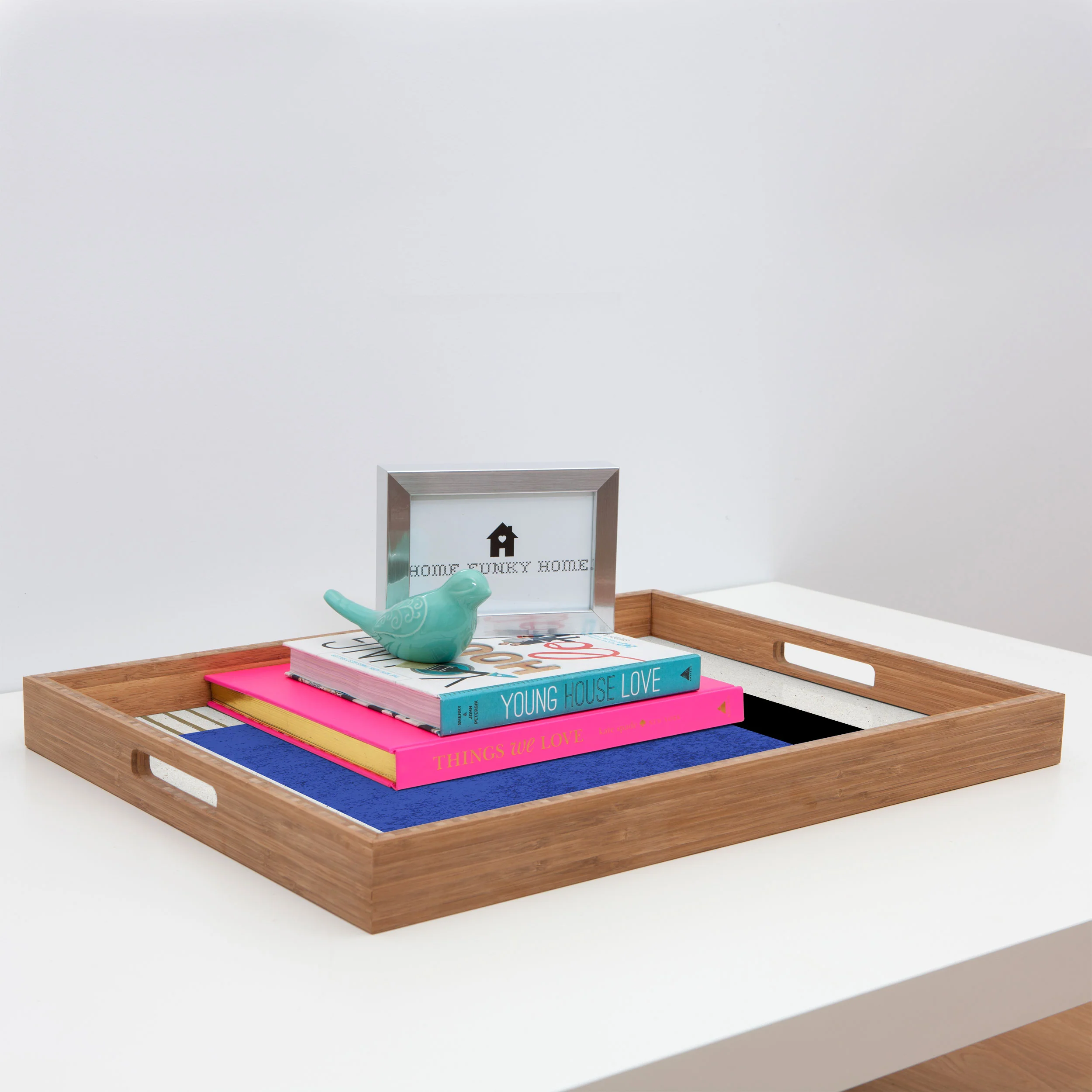 MoonlightPrint Square Blue Stripes Rectangular Tray - Image 3