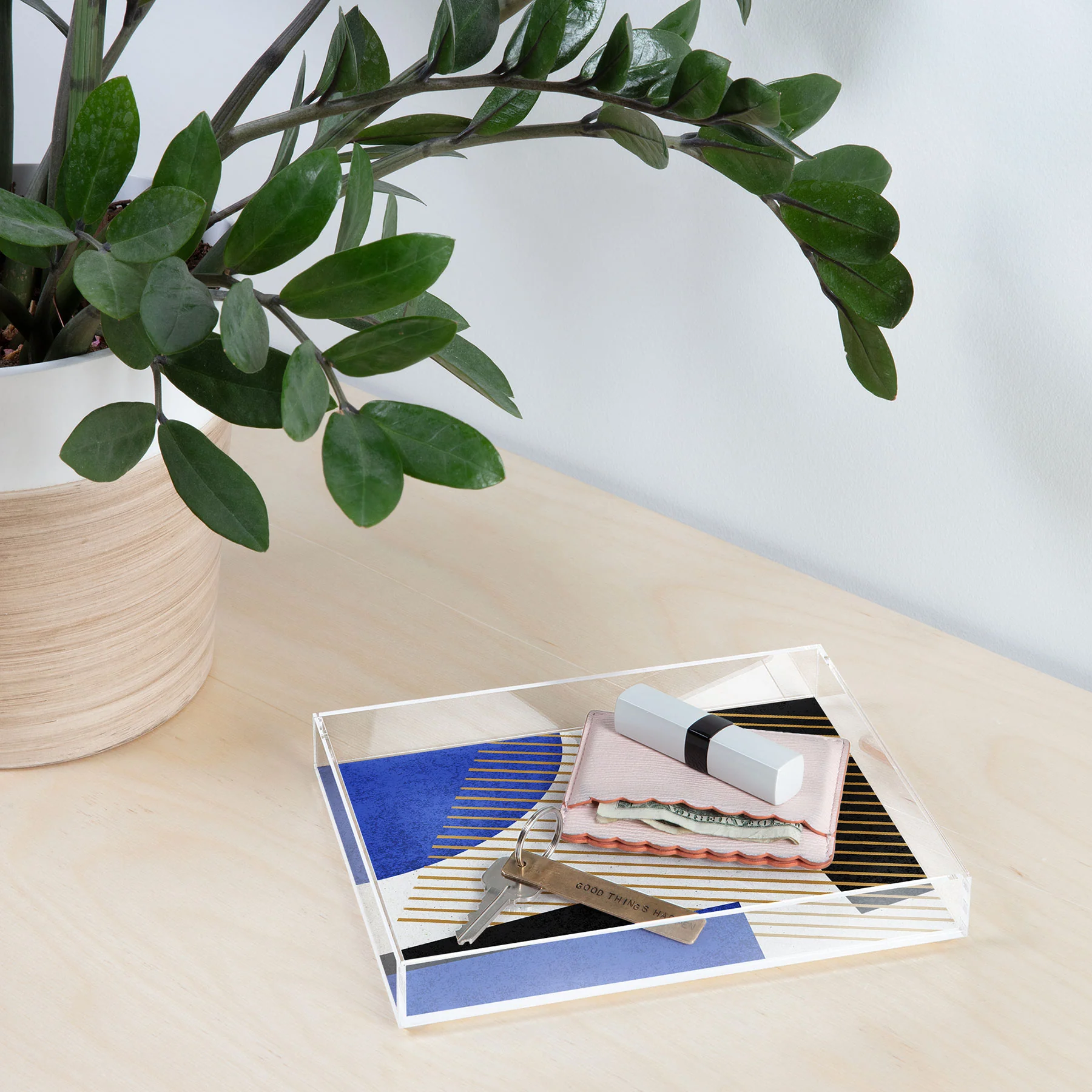 MoonlightPrint Stripes Circle Geometric Blue Acrylic Tray - Image 12