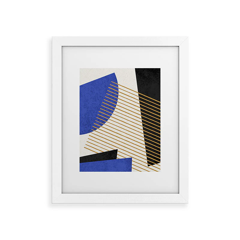 MoonlightPrint Stripes Circle Geometric Blue Framed Art Print - Image 13