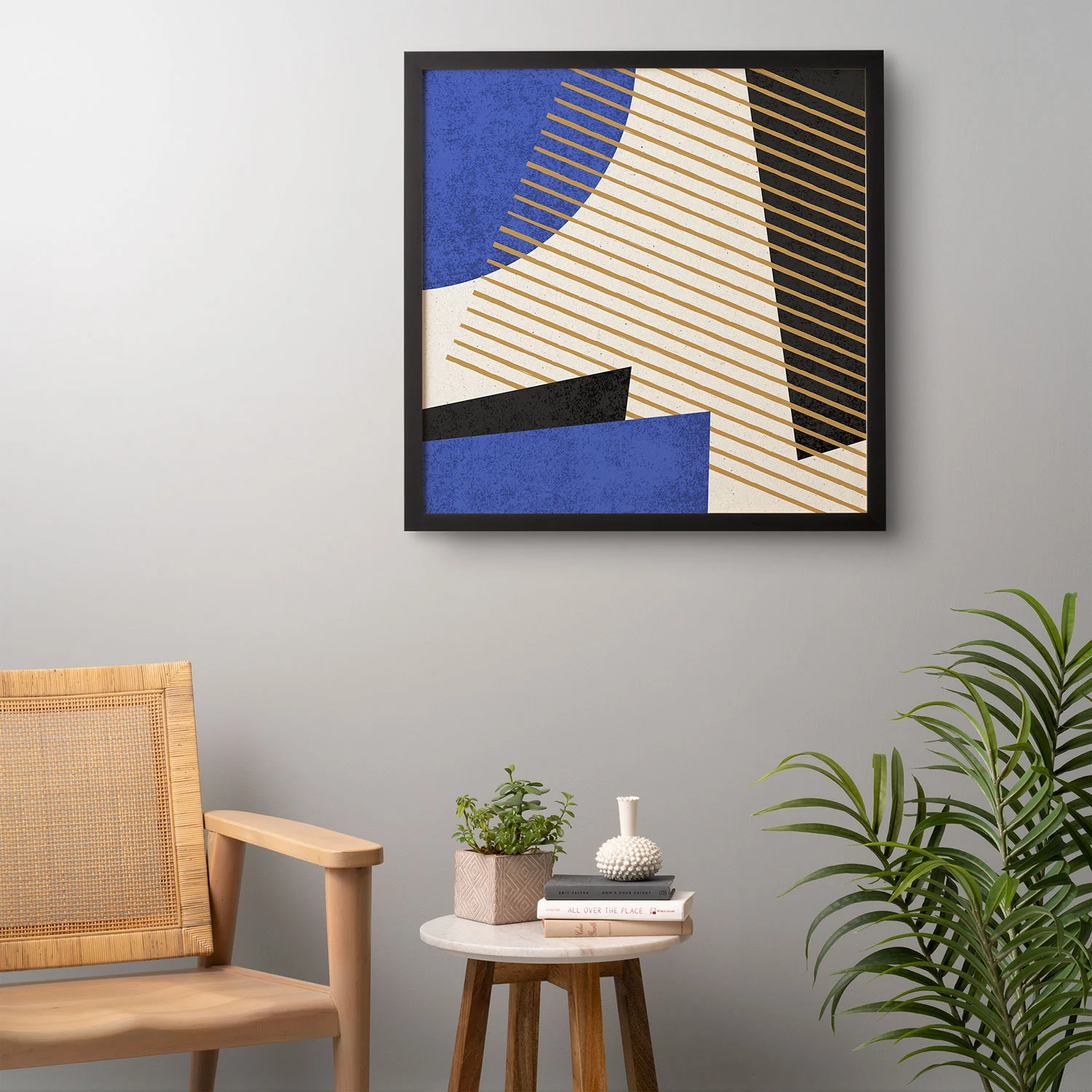 MoonlightPrint Stripes Circle Geometric Blue Framed Wall Art - Image 12