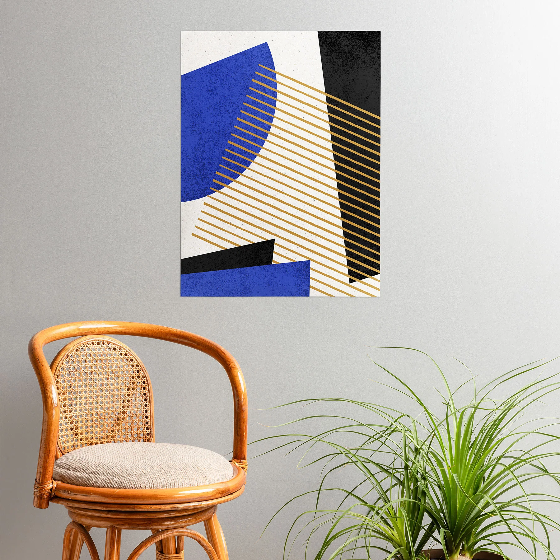 MoonlightPrint Stripes Circle Geometric Blue Poster - Image 2