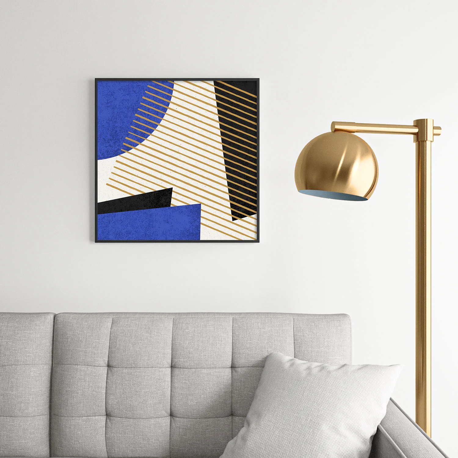 MoonlightPrint Stripes Circle Geometric Blue Square Metal Framed Art Print - Image 22