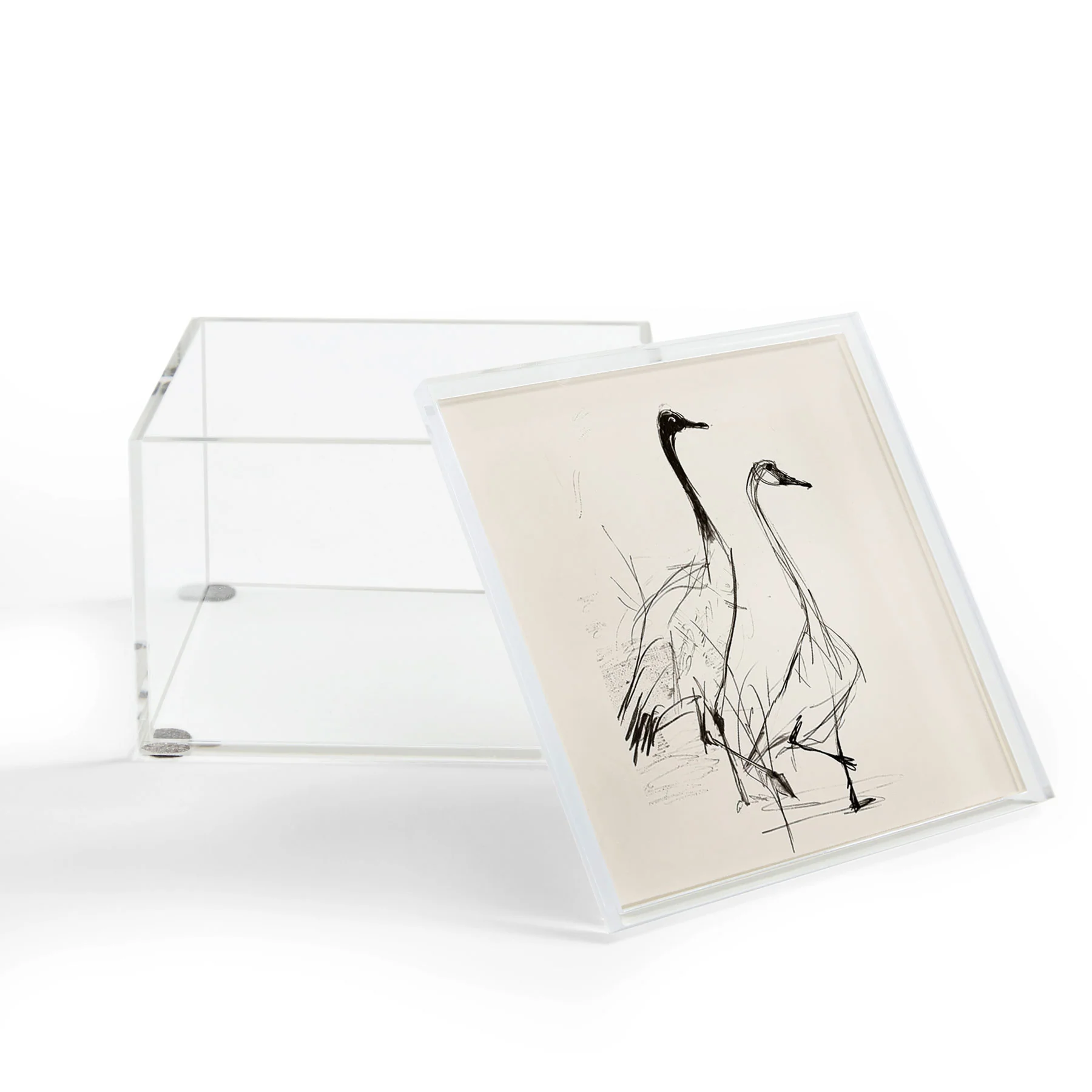 Nadja Two Geese Minimalist Drawing Acrylic Box - Image 2