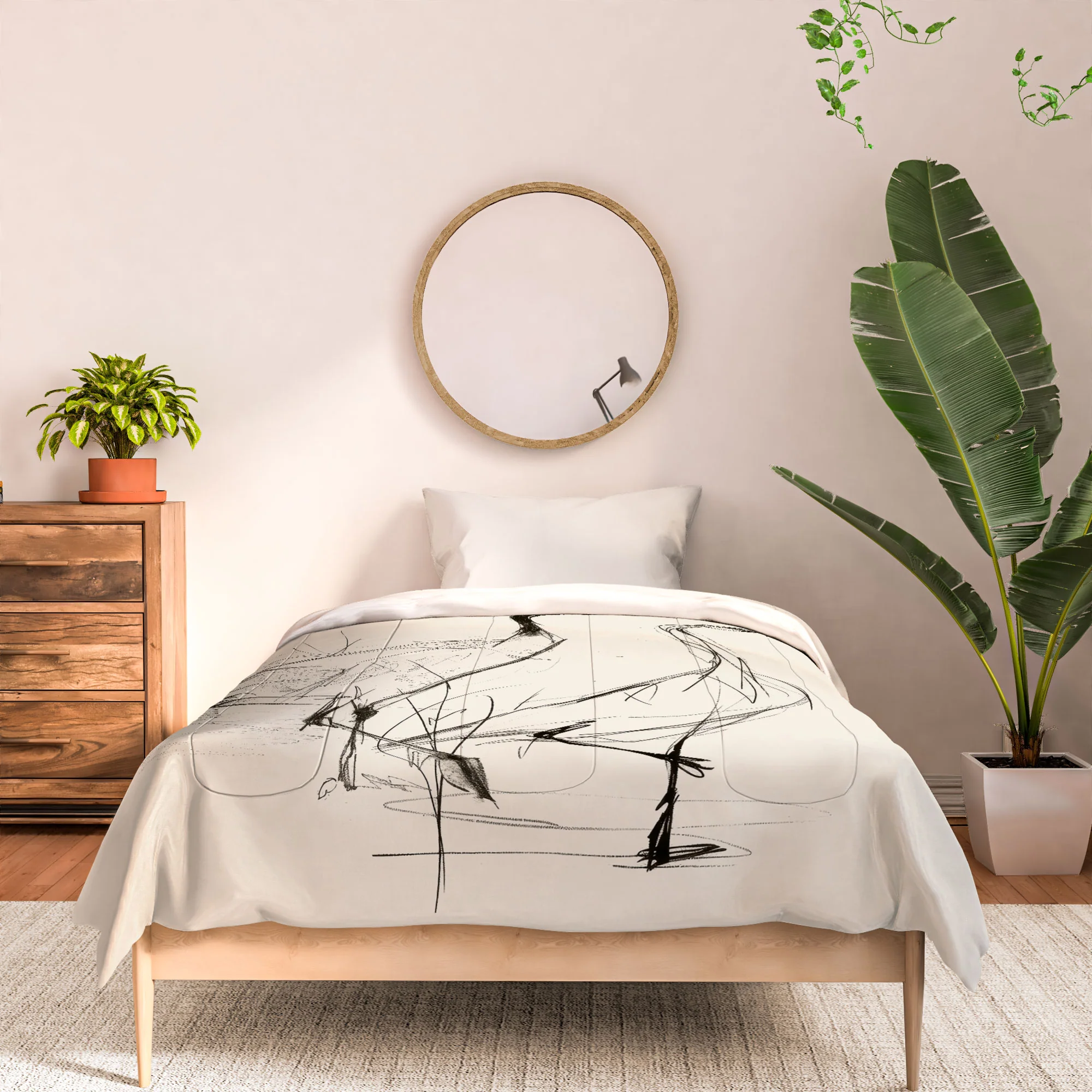 Nadja Two Geese Minimalist Drawing Comforter - Image 9