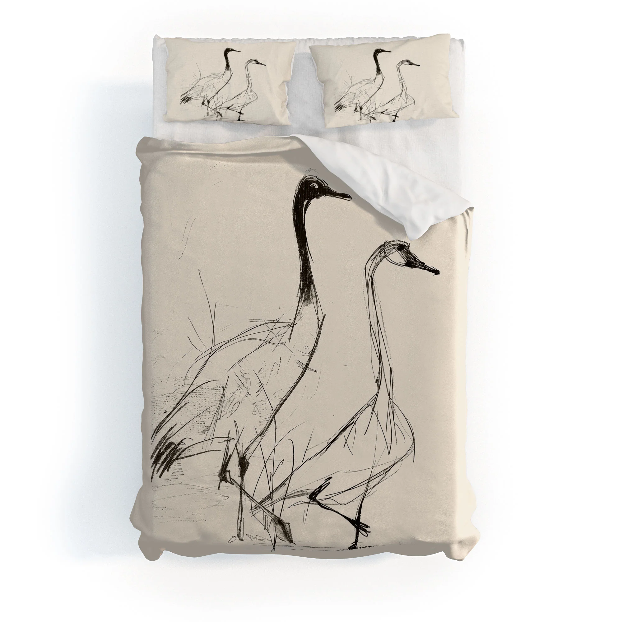 Nadja Two Geese Minimalist Drawing Duvet Cover - Image 33