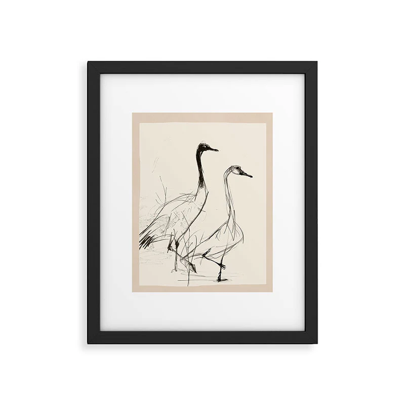 Nadja Two Geese Minimalist Drawing Framed Art Print - Image 27