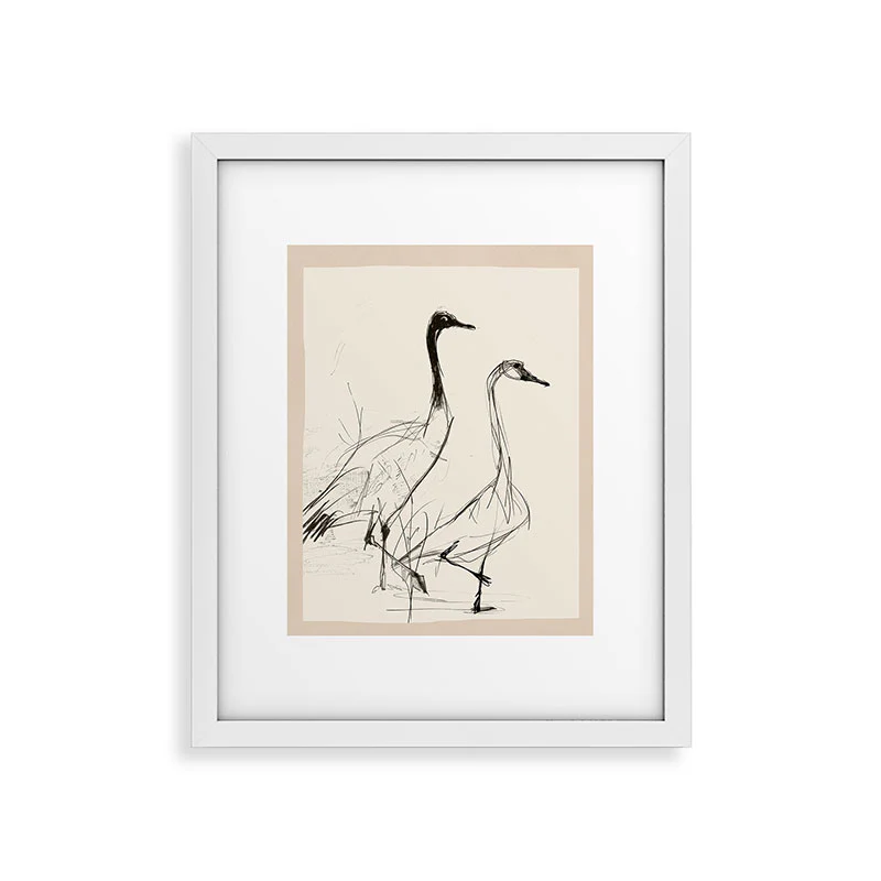 Nadja Two Geese Minimalist Drawing Framed Art Print - Image 43