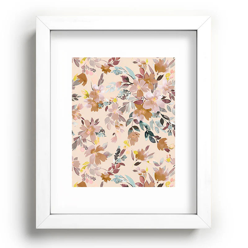 Ninola Design Botanic Retreat Floral Oleander Whimsical Soft Pink Recessed Framing Rectangle - Image 3