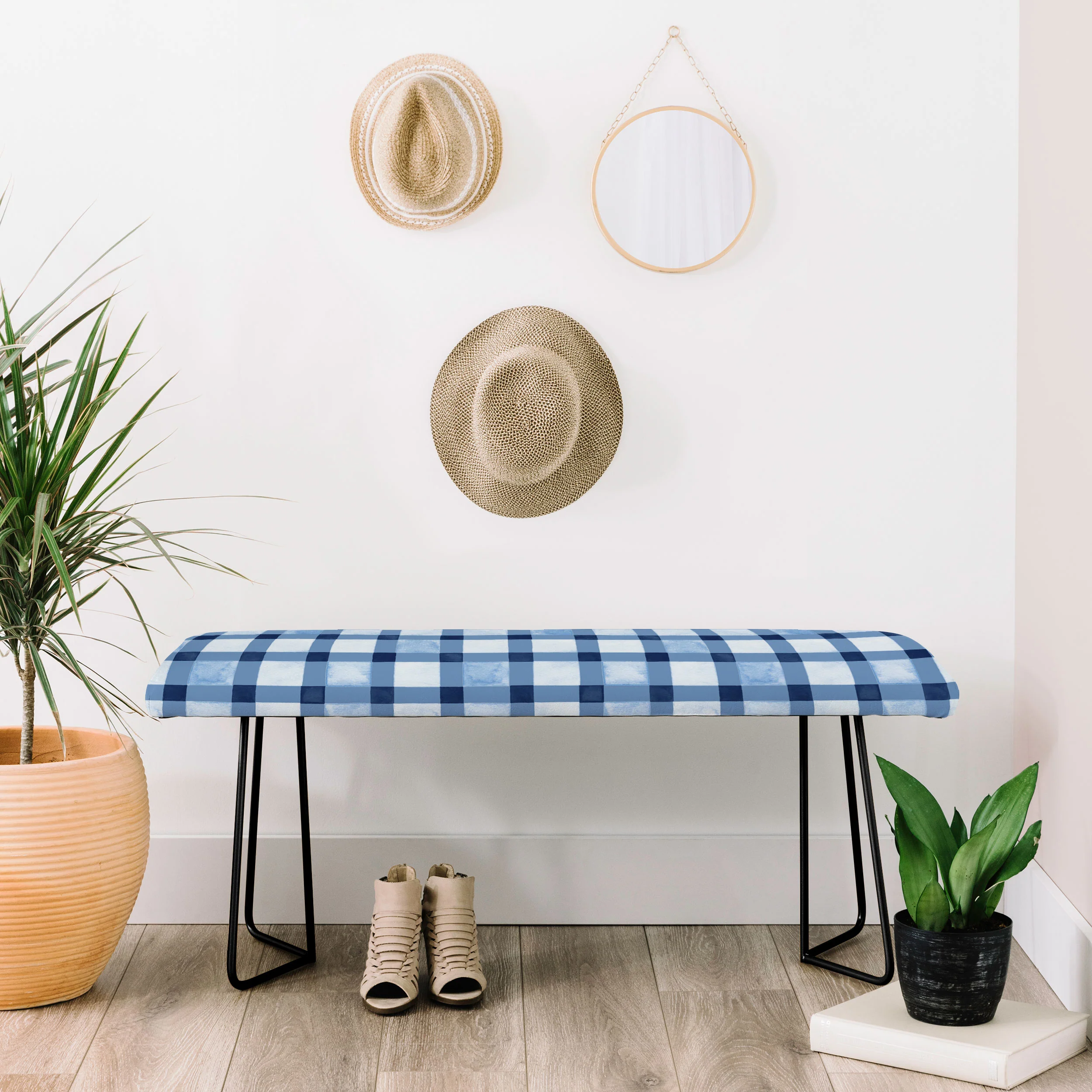 Ninola Design Checker Mosaic Navy Blue Bench - Image 8