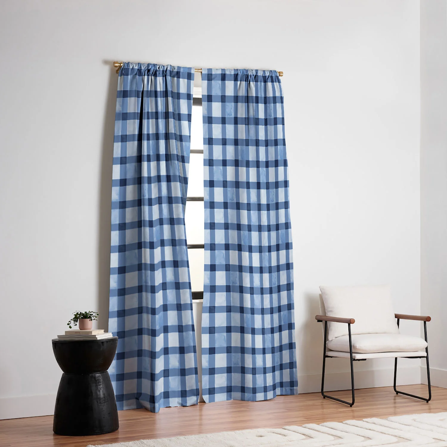 Ninola Design Checker Mosaic Navy Blue Blackout Non Repeat - Image 2