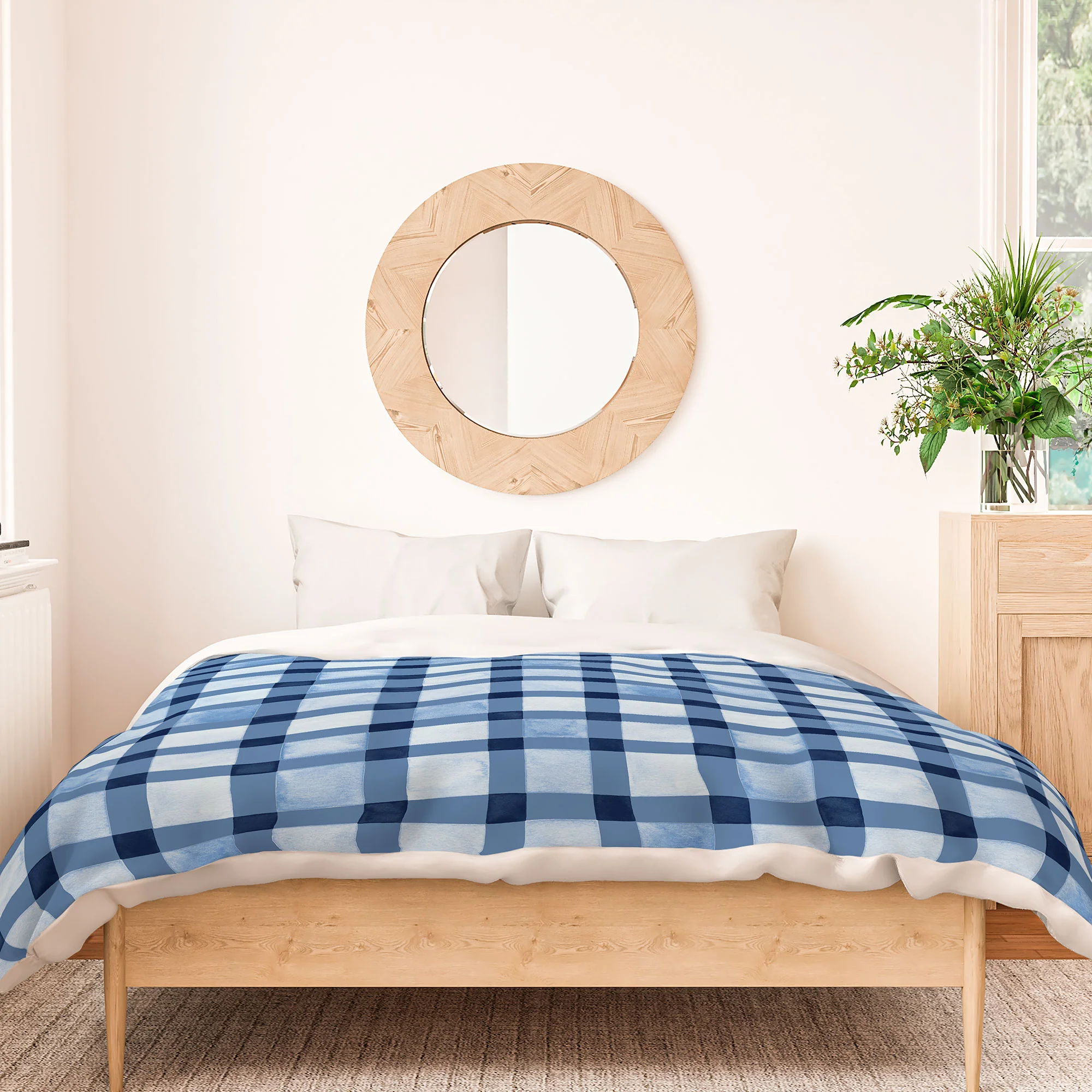Ninola Design Checker Mosaic Navy Blue Duvet Cover - Image 2