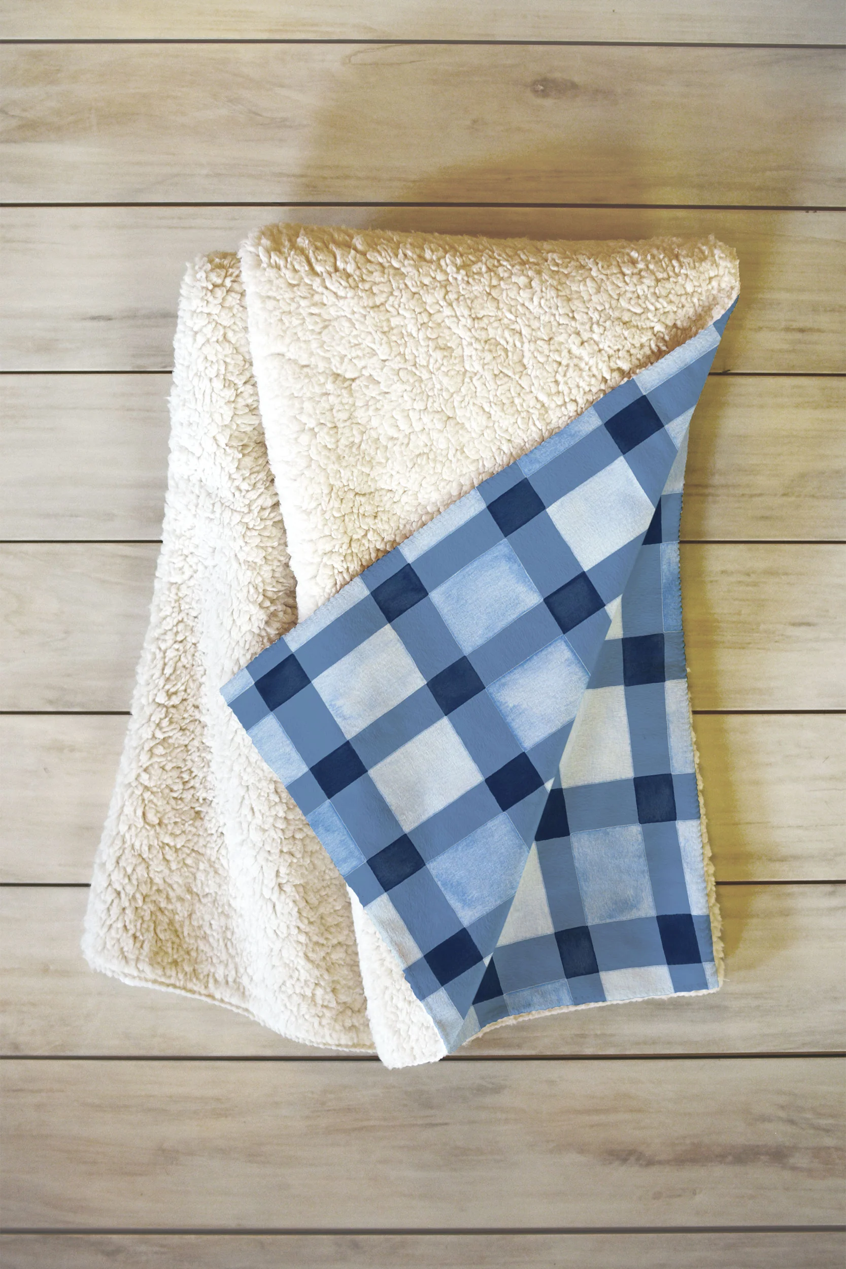 Ninola Design Checker Mosaic Navy Blue Fleece Throw Blanket - Image 2