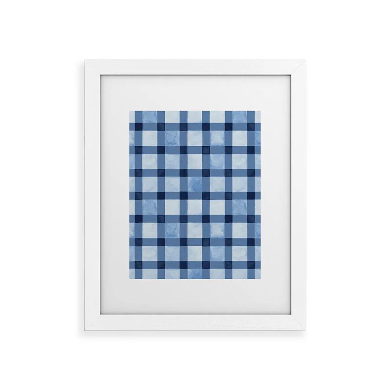 Ninola Design Checker Mosaic Navy Blue Framed Art Print - Image 21