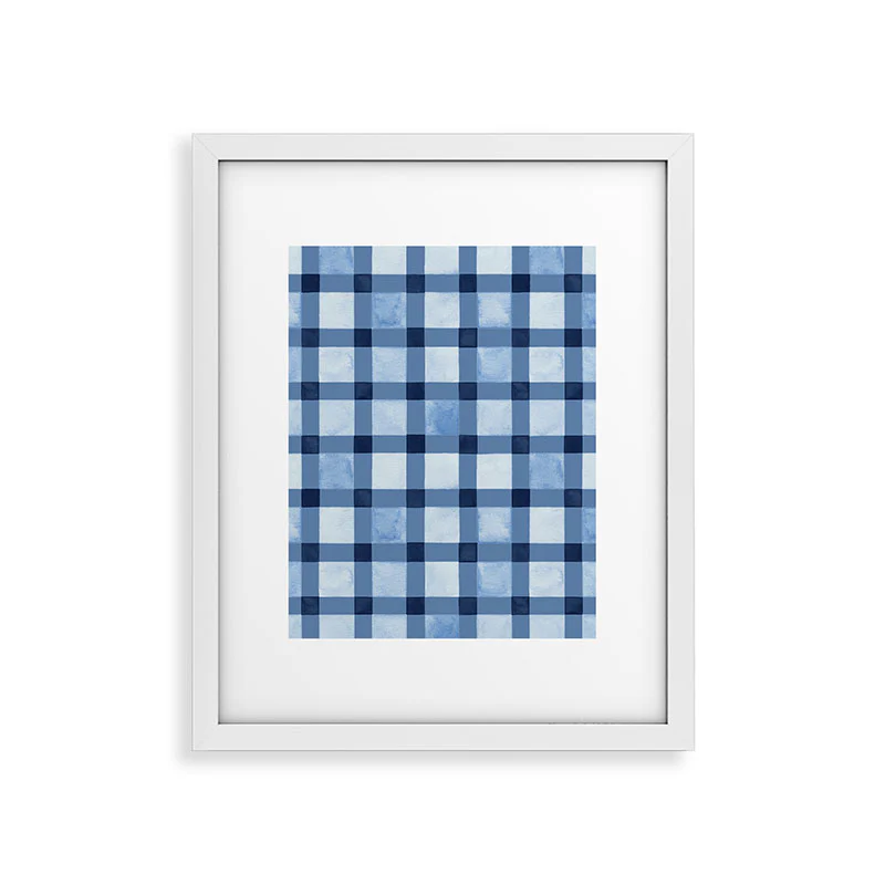 Ninola Design Checker Mosaic Navy Blue Framed Art Print - Image 45