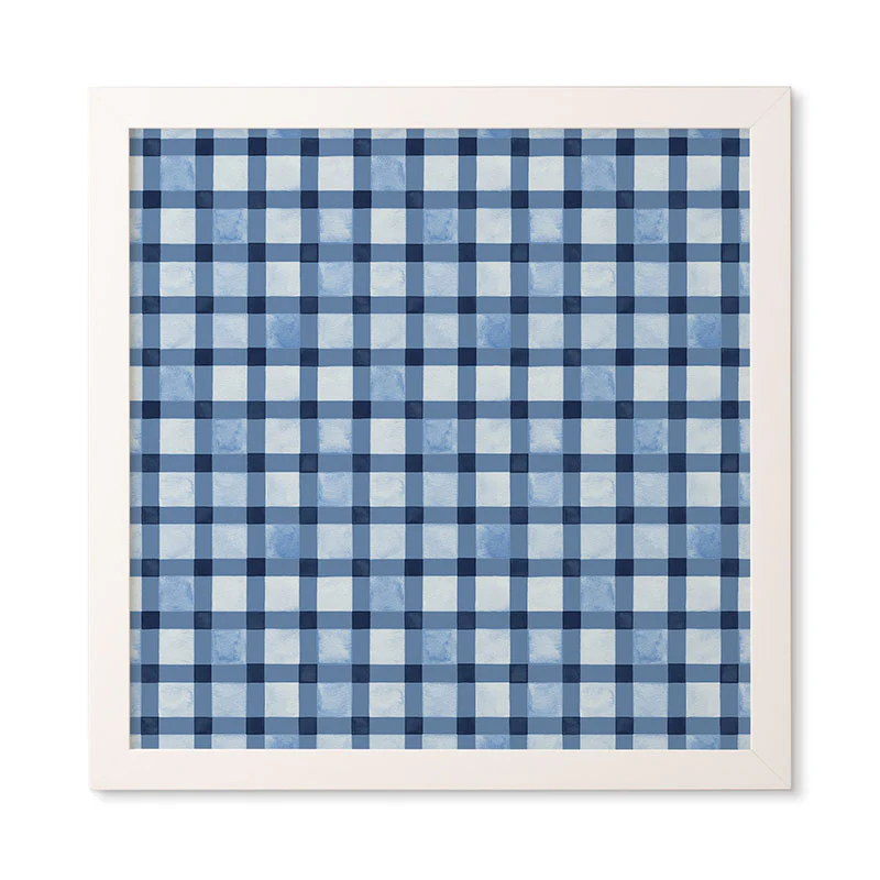 Ninola Design Checker Mosaic Navy Blue Framed Wall Art - Image 15