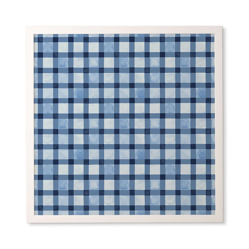 Ninola Design Checker Mosaic Navy Blue Framed Wall Art - Image 17