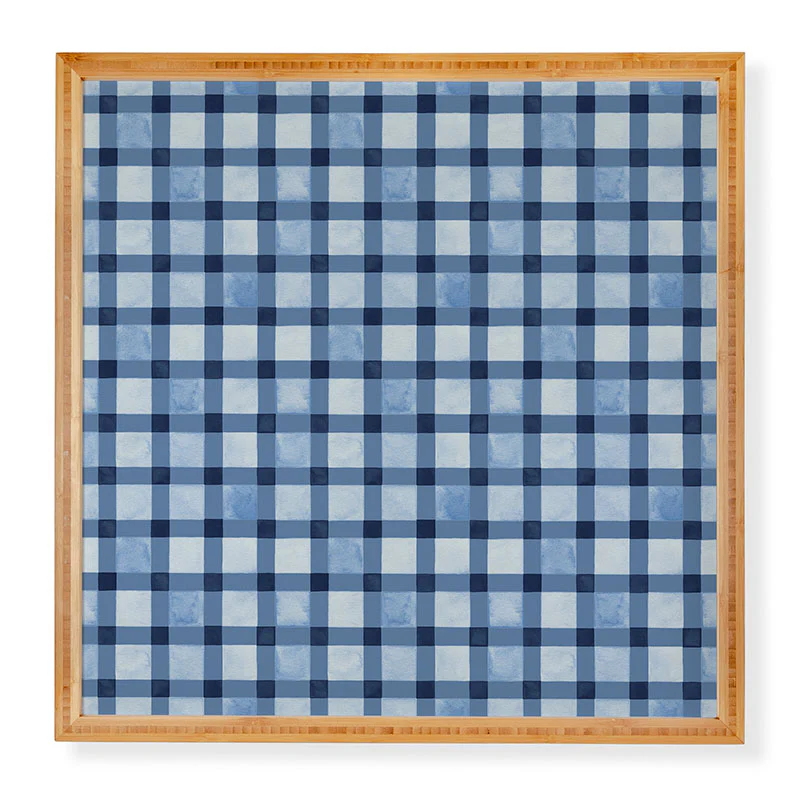 Ninola Design Checker Mosaic Navy Blue Framed Wall Art - Image 3