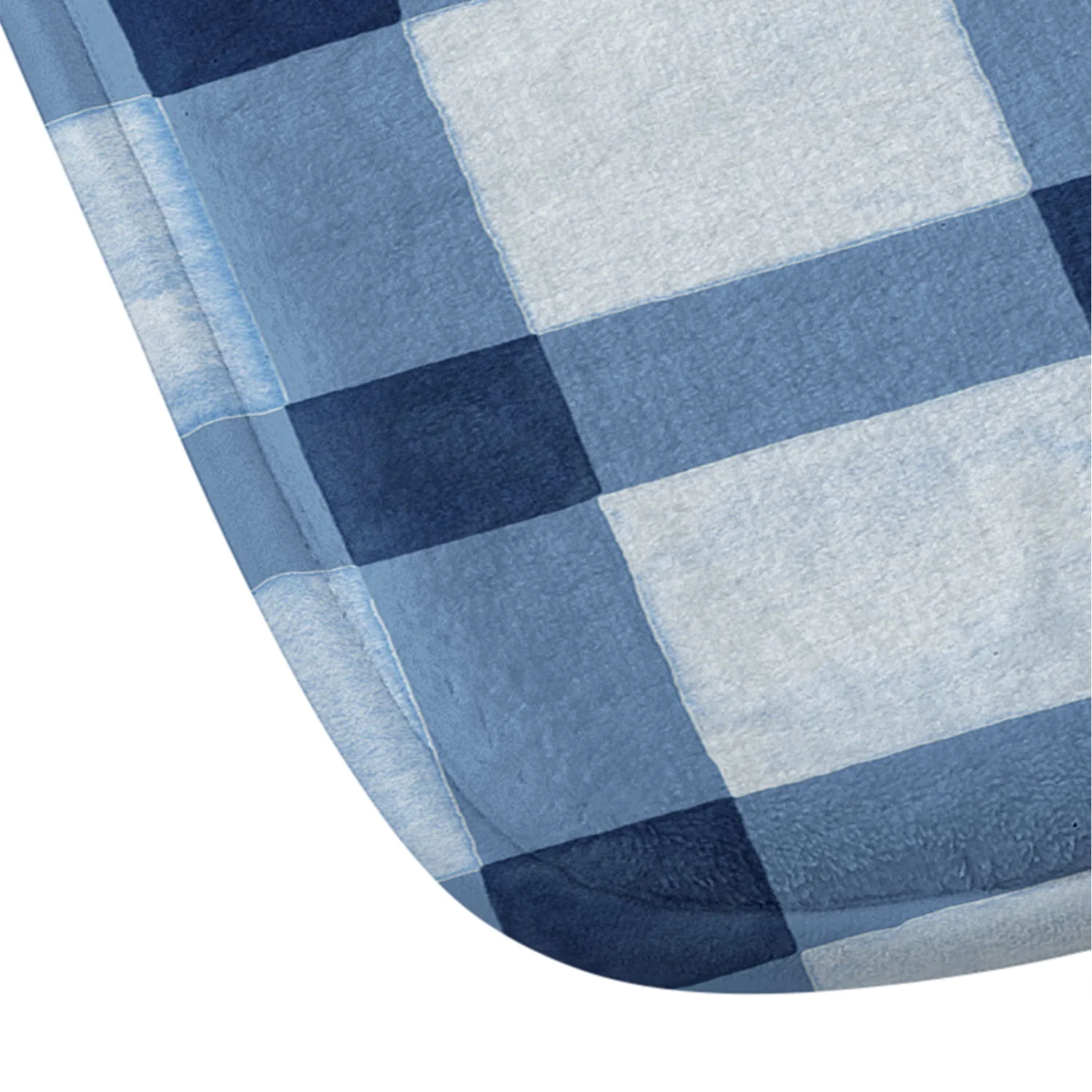 Ninola Design Checker Mosaic Navy Blue Memory Foam Bath Mat - Image 3
