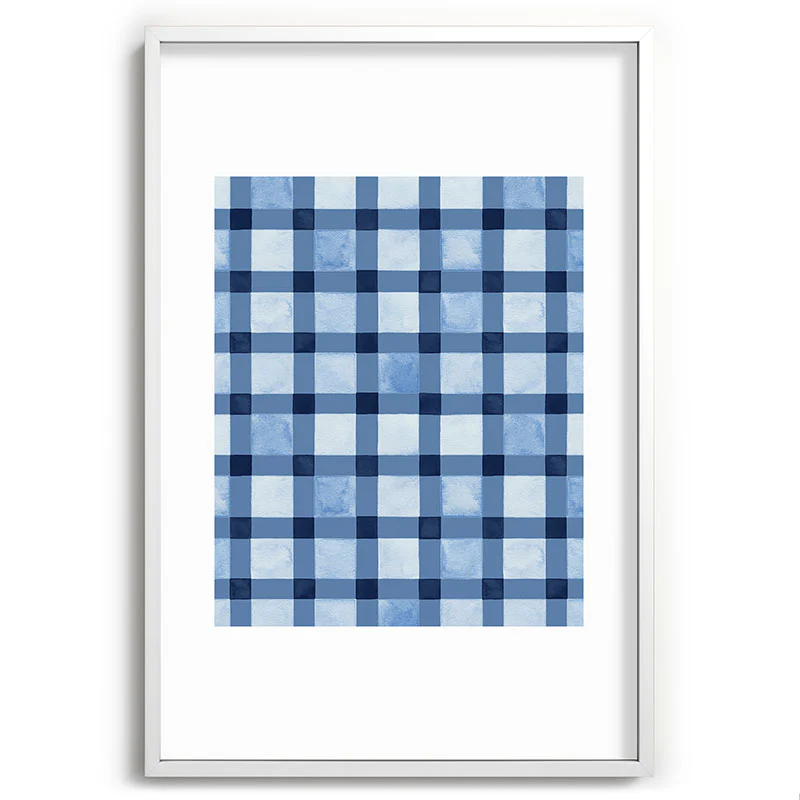 Ninola Design Checker Mosaic Navy Blue Recessed Framing Rectangle - Image 27