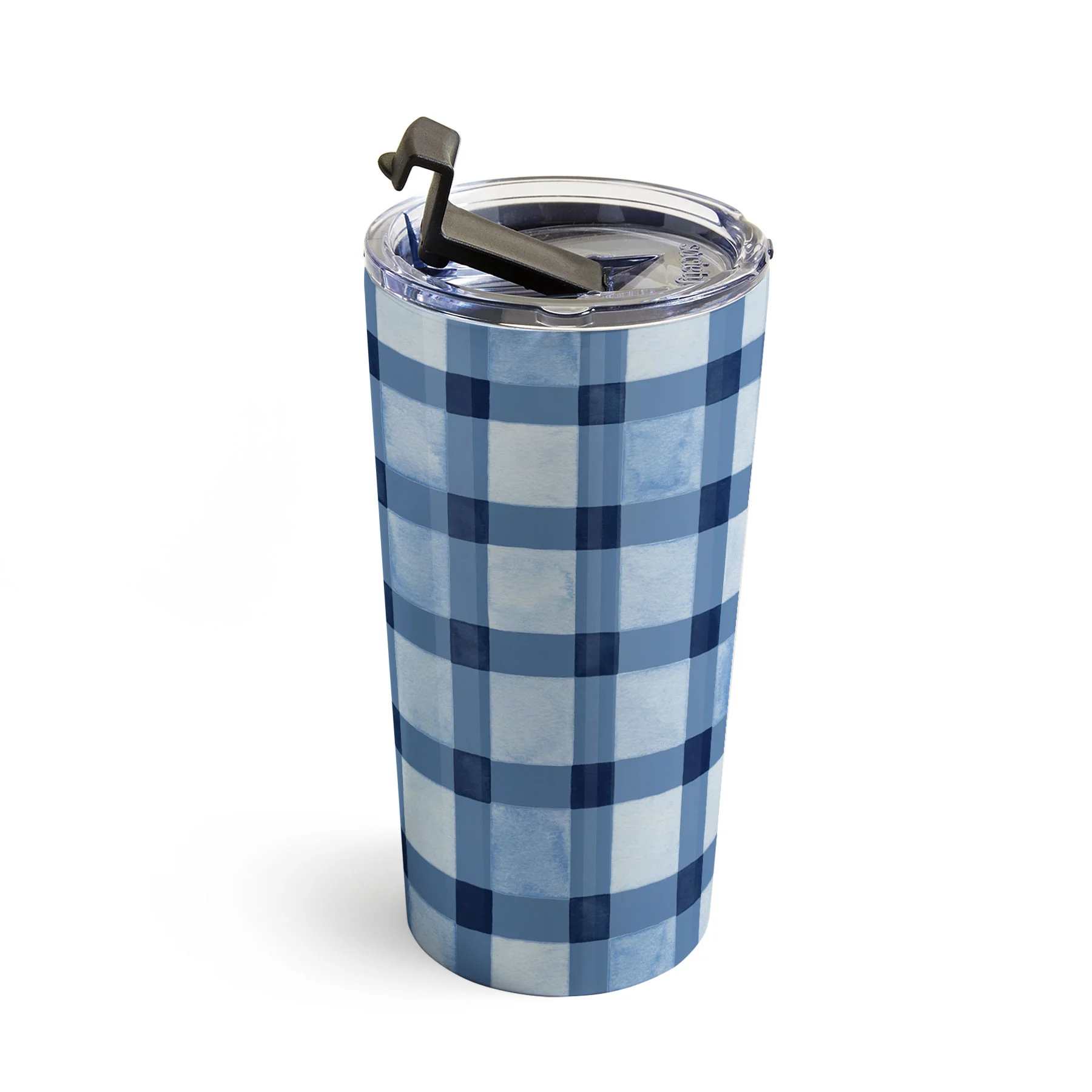 Ninola Design Checker Mosaic Navy Blue Travel Mug - Image 3