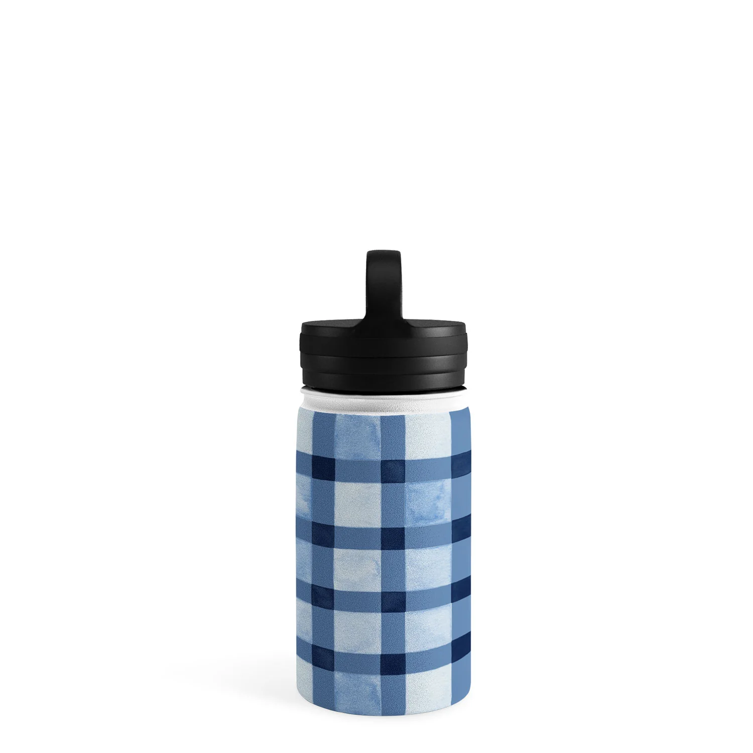 Ninola Design Checker Mosaic Navy Blue Water Bottle - Image 10