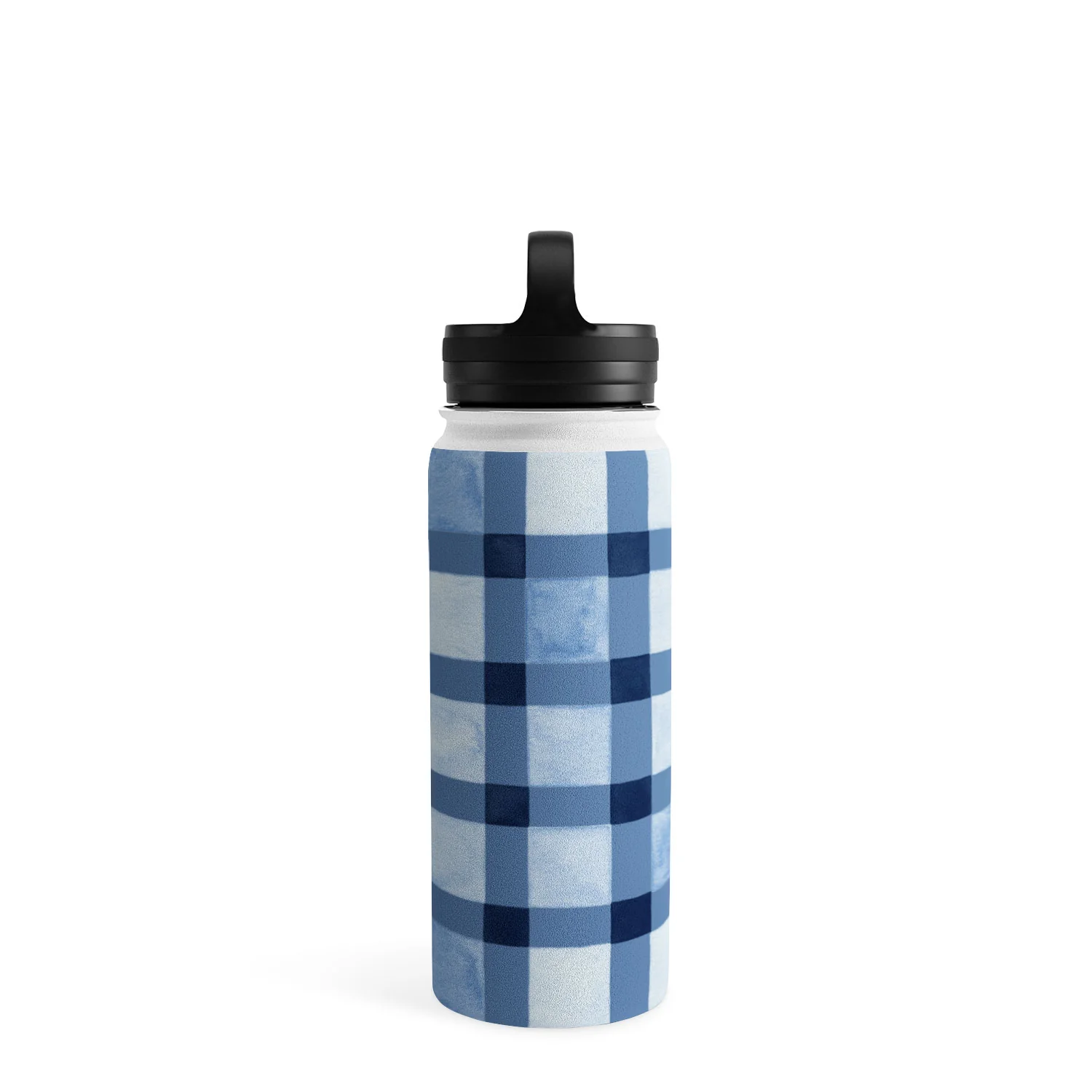 Ninola Design Checker Mosaic Navy Blue Water Bottle - Image 23