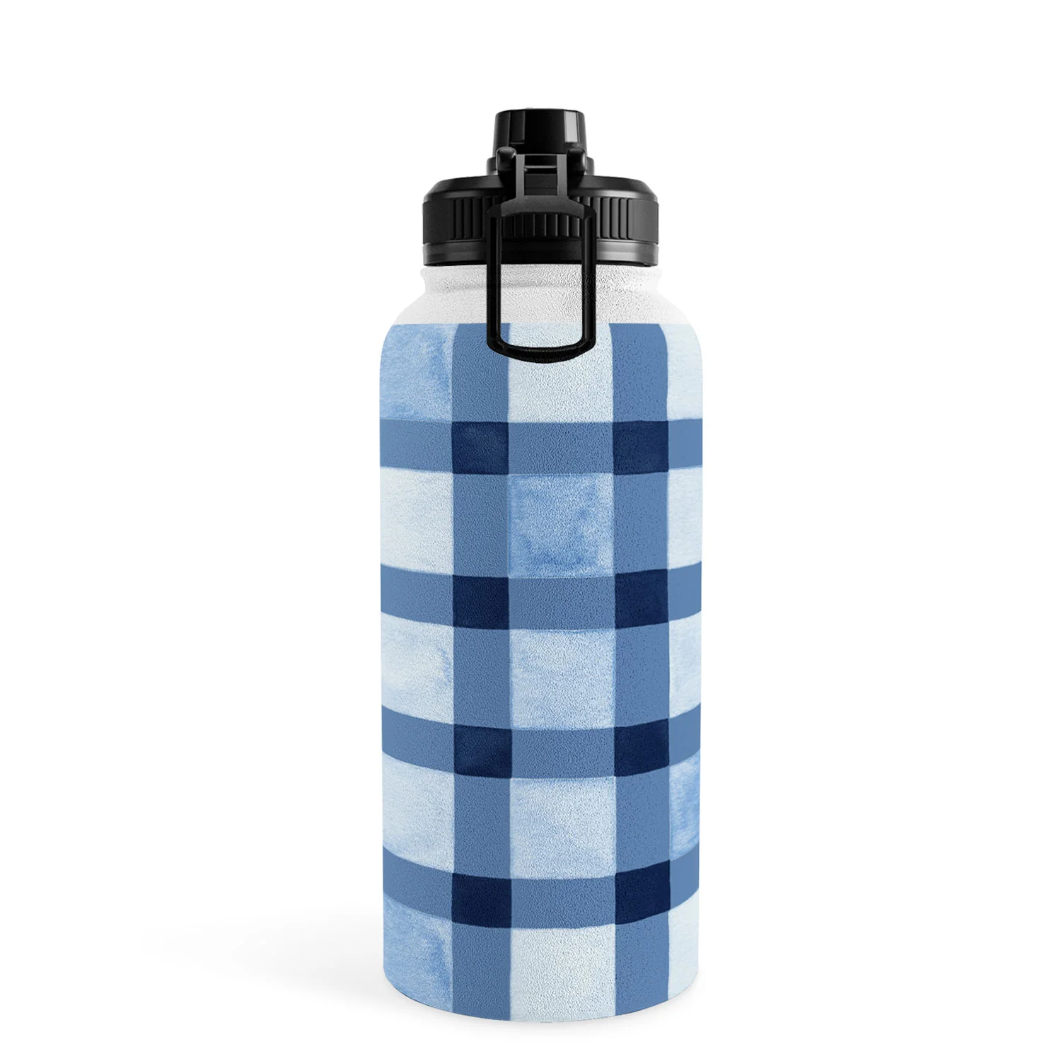 Ninola Design Checker Mosaic Navy Blue Water Bottle - Image 27