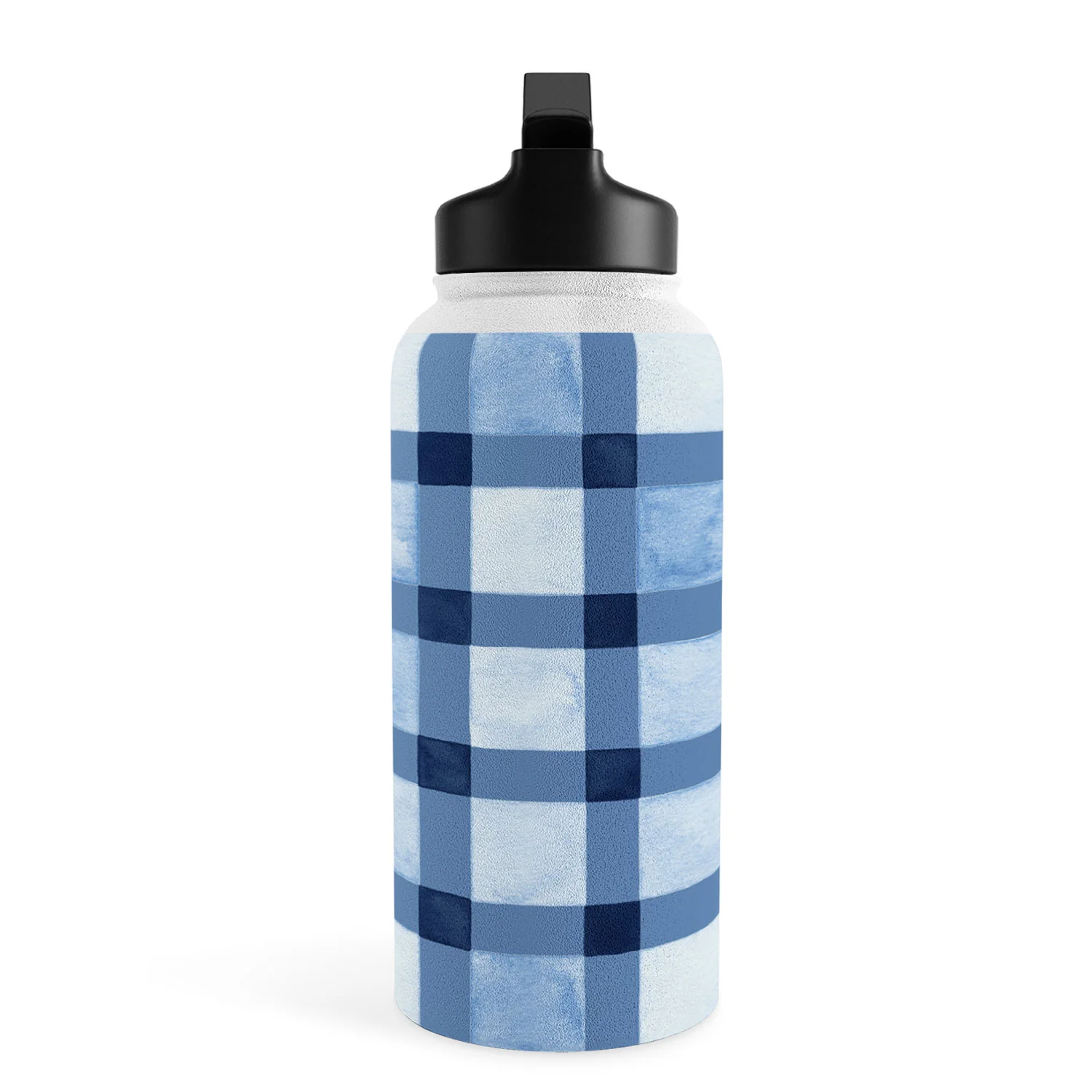 Ninola Design Checker Mosaic Navy Blue Water Bottle - Image 30