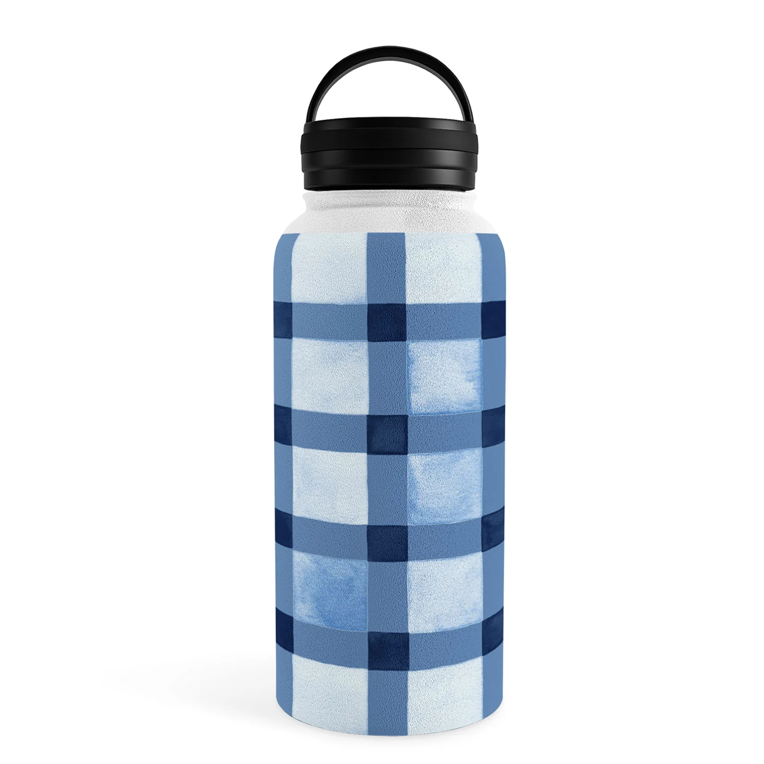 Ninola Design Checker Mosaic Navy Blue Water Bottle - Image 33