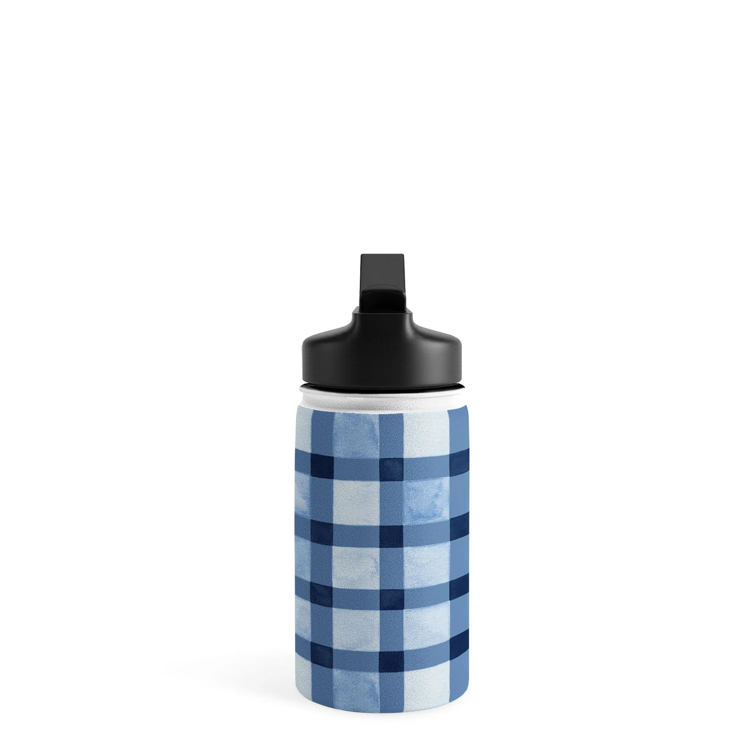 Ninola Design Checker Mosaic Navy Blue Water Bottle - Image 6