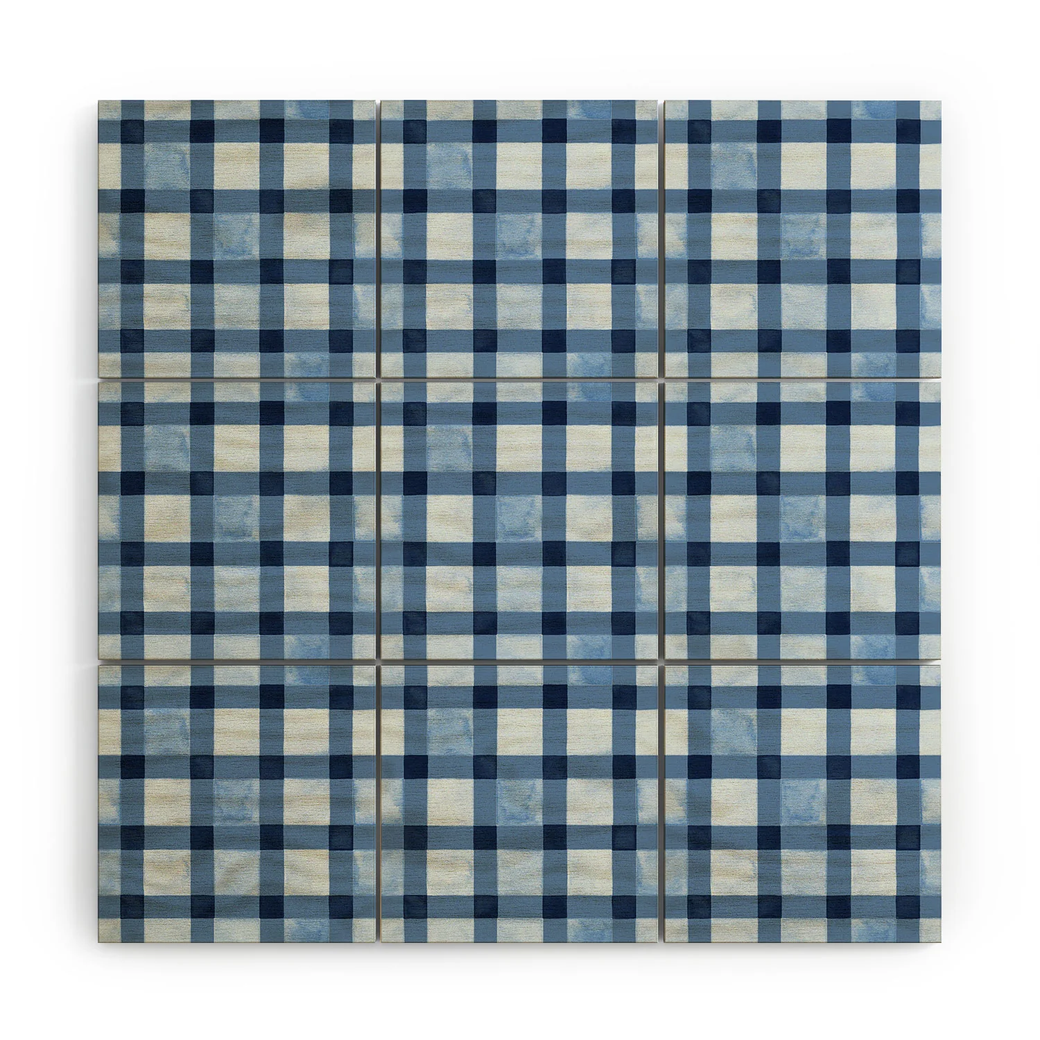 Ninola Design Checker Mosaic Navy Blue Wood Wall Mural - Image 2