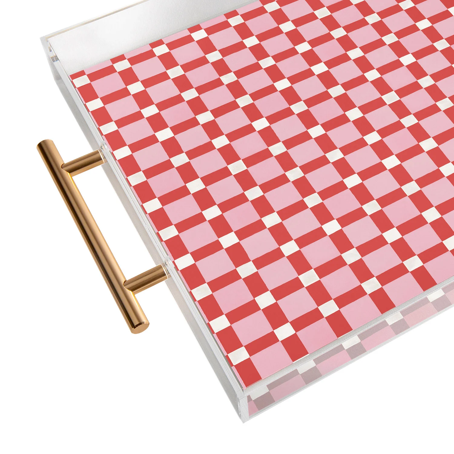 Ninola Design Checker Mosaic Pink Red Acrylic Tray - Image 7