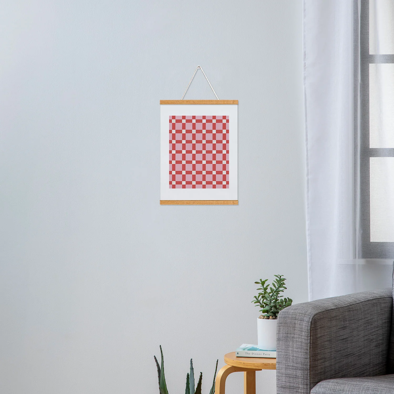 Ninola Design Checker Mosaic Pink Red Art Print - Image 33