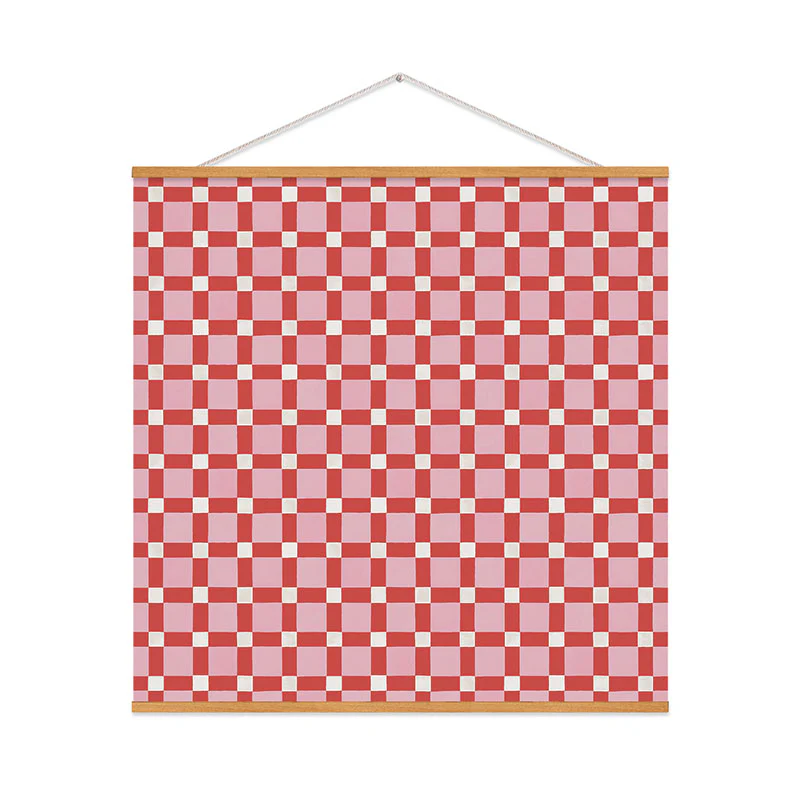 Ninola Design Checker Mosaic Pink Red Art Print - Image 46