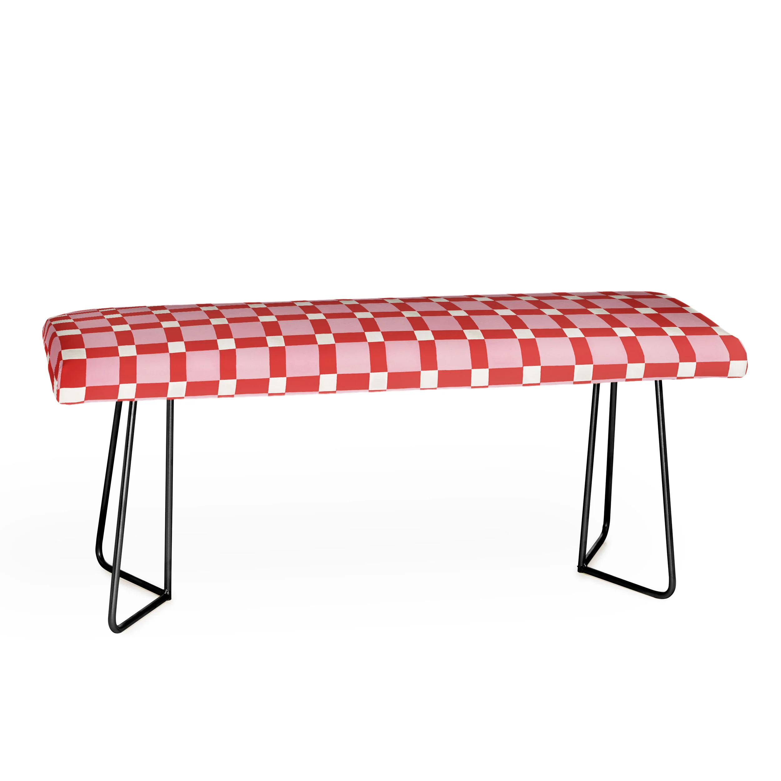 Ninola Design Checker Mosaic Pink Red Bench - Image 2