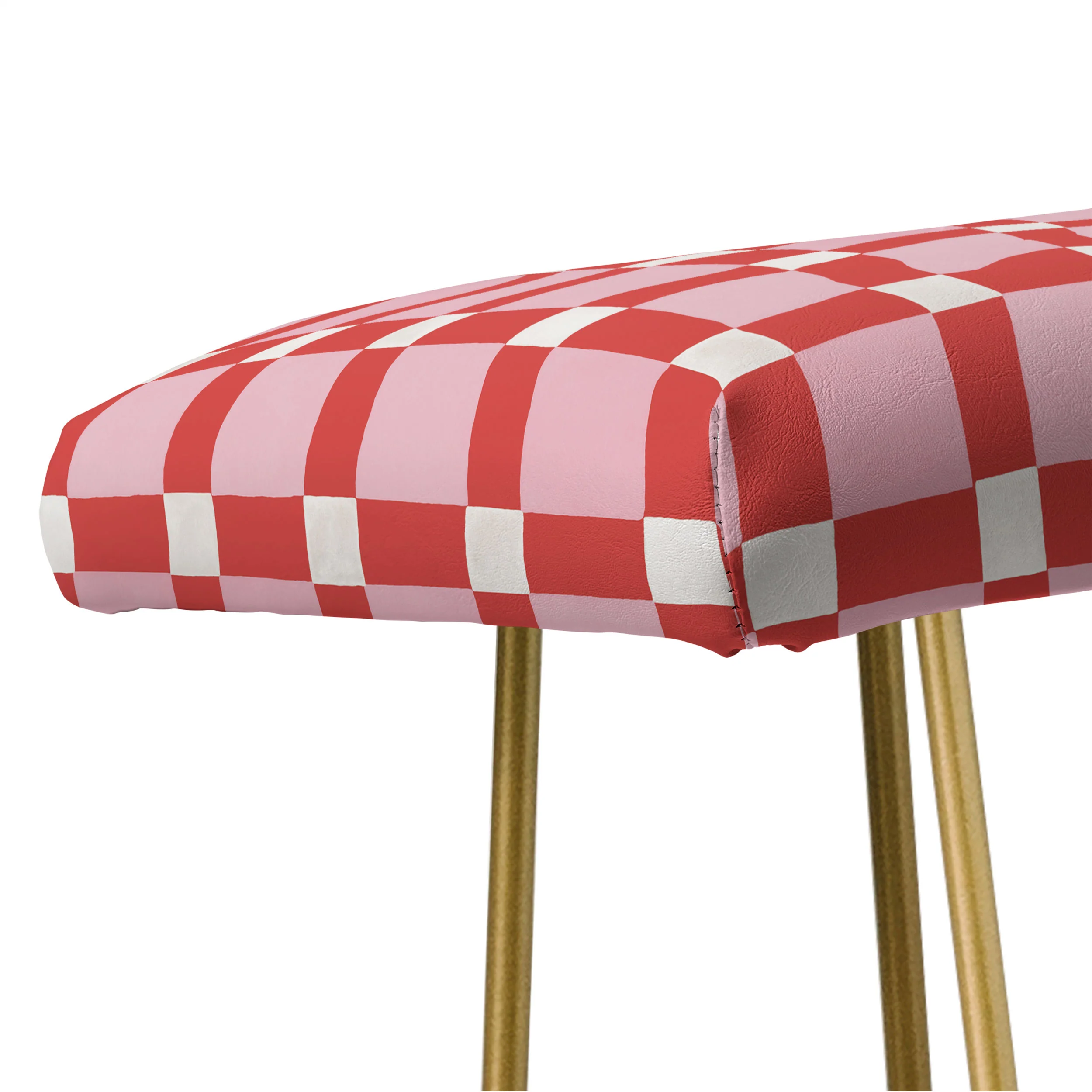 Ninola Design Checker Mosaic Pink Red Bench - Image 5