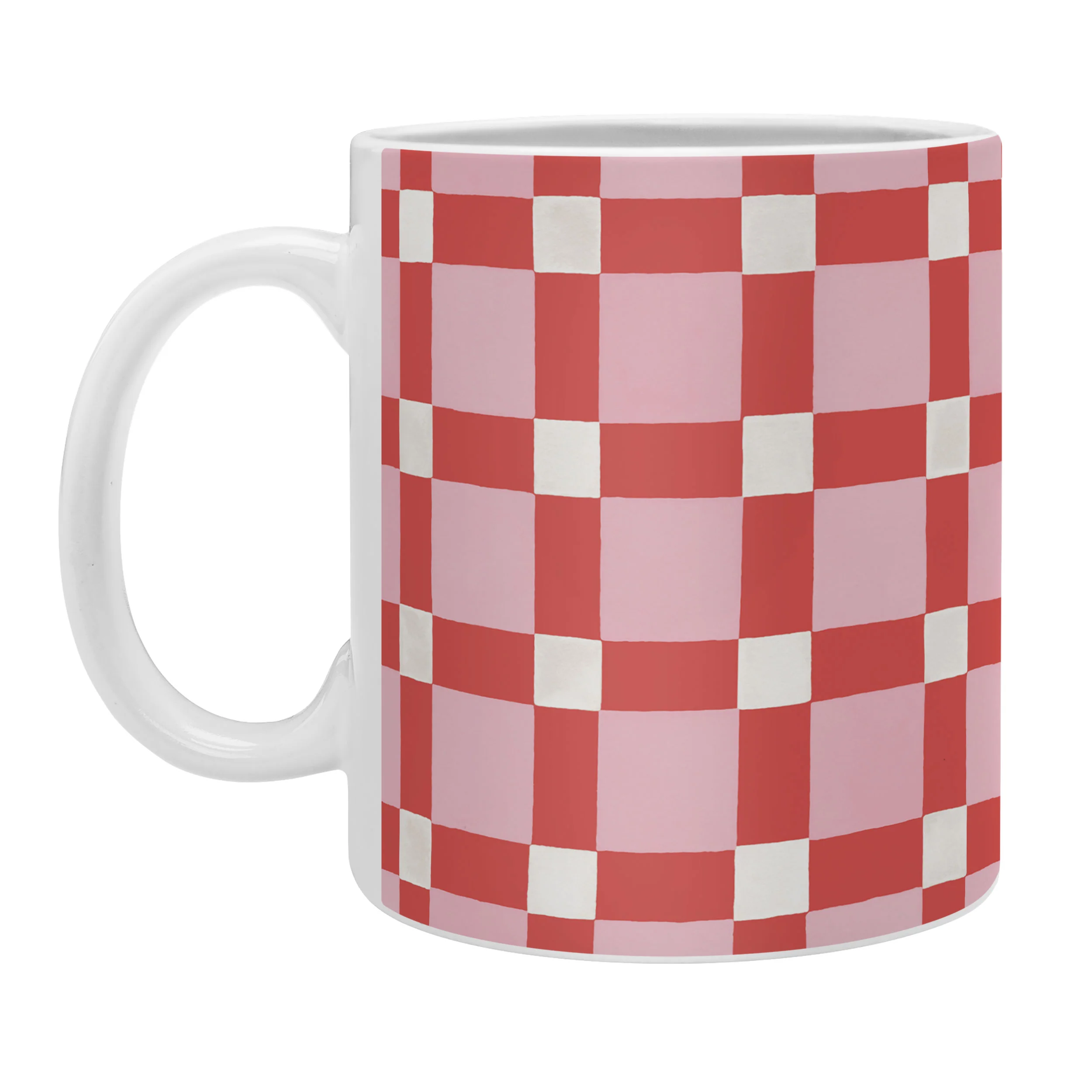 Ninola Design Checker Mosaic Pink Red Coffee Mug - Image 2
