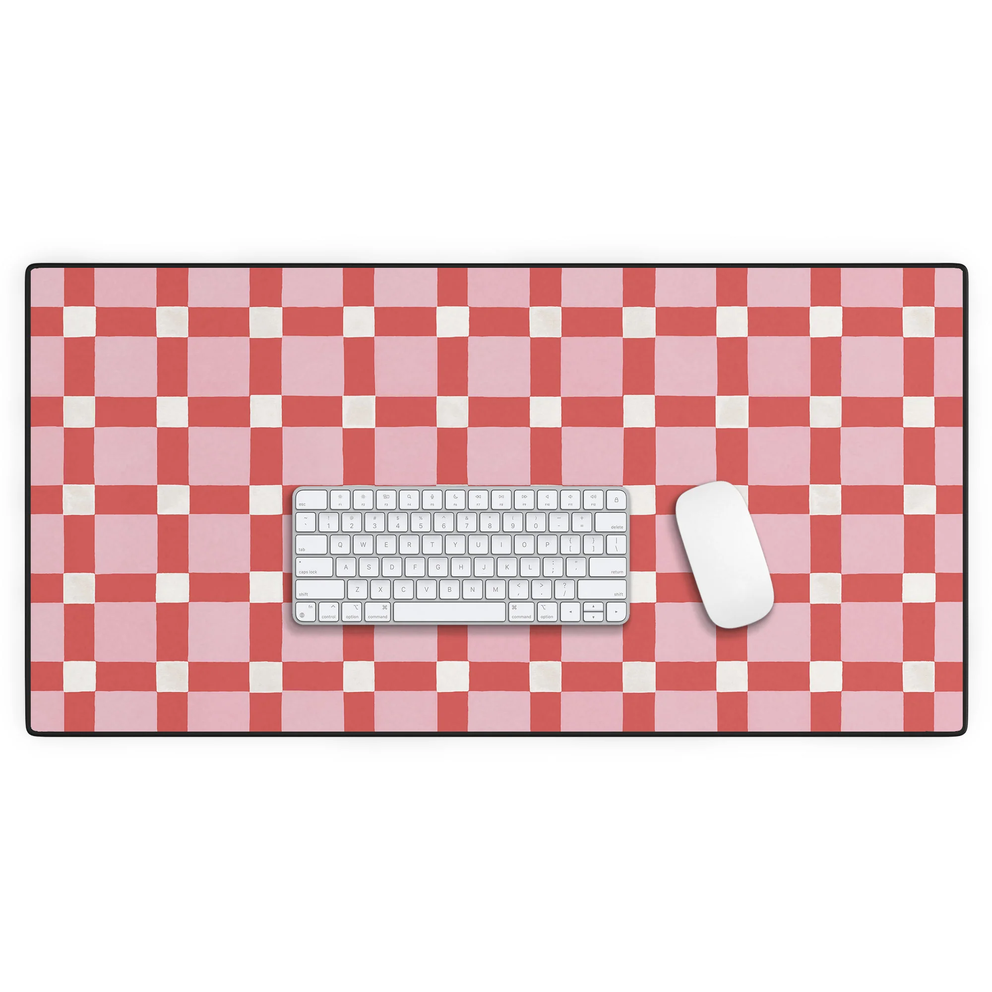 Ninola Design Checker Mosaic Pink Red Desk Mat - Image 2