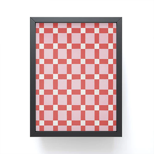 Ninola Design Checker Mosaic Pink Red Framed Mini Art Print - Image 2