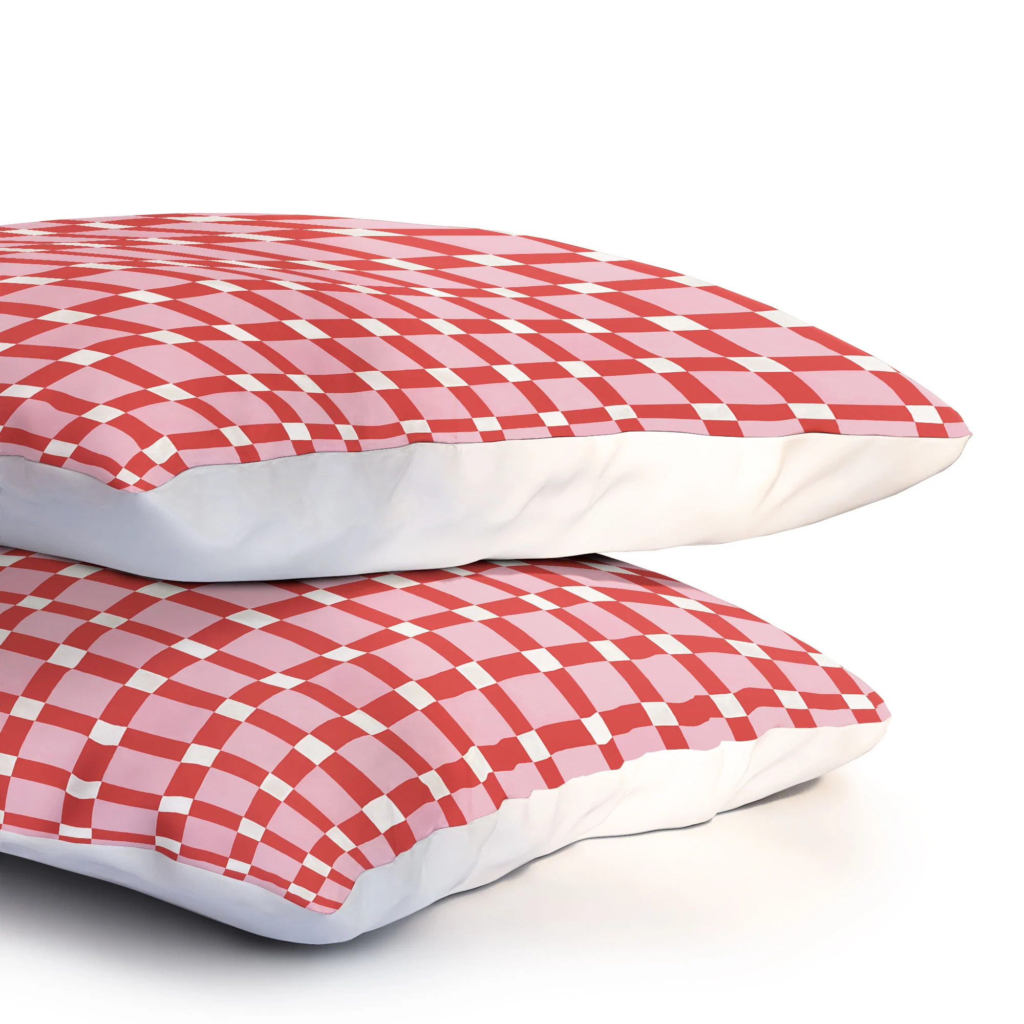 Ninola Design Checker Mosaic Pink Red Pillow Shams - Image 3