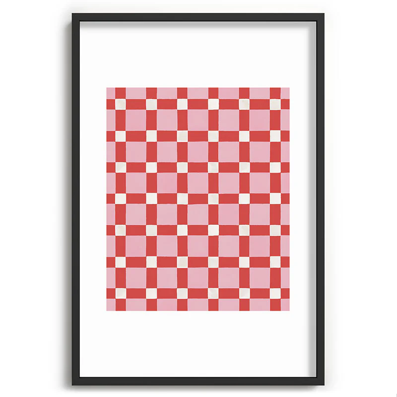 Ninola Design Checker Mosaic Pink Red Recessed Framing Rectangle - Image 25