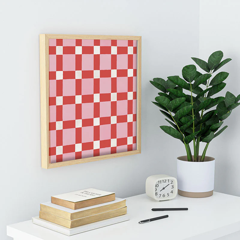 Ninola Design Checker Mosaic Pink Red Recessed Framing Square - Image 14