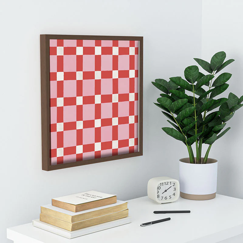 Ninola Design Checker Mosaic Pink Red Recessed Framing Square - Image 16