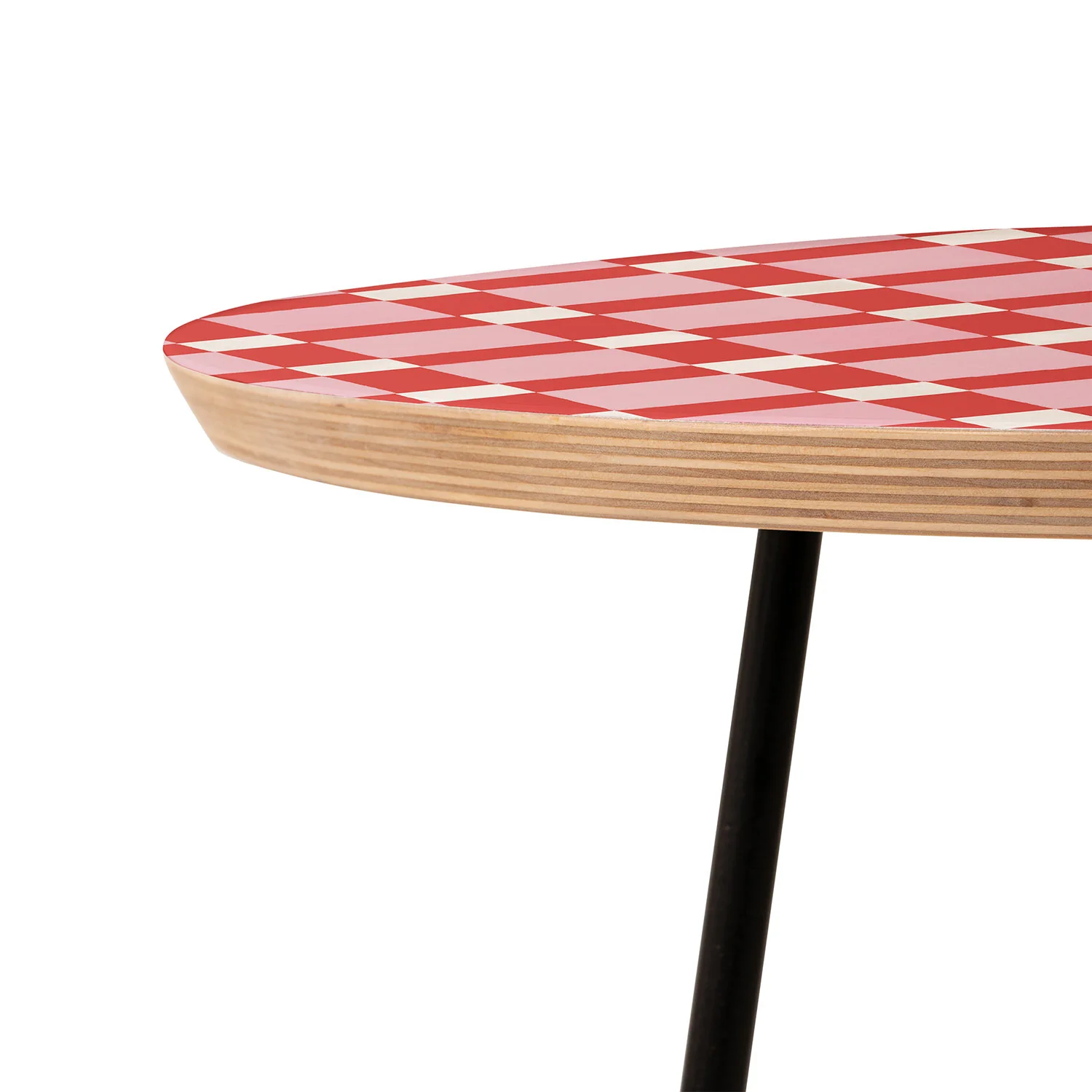Ninola Design Checker Mosaic Pink Red Round Side Table - Image 6