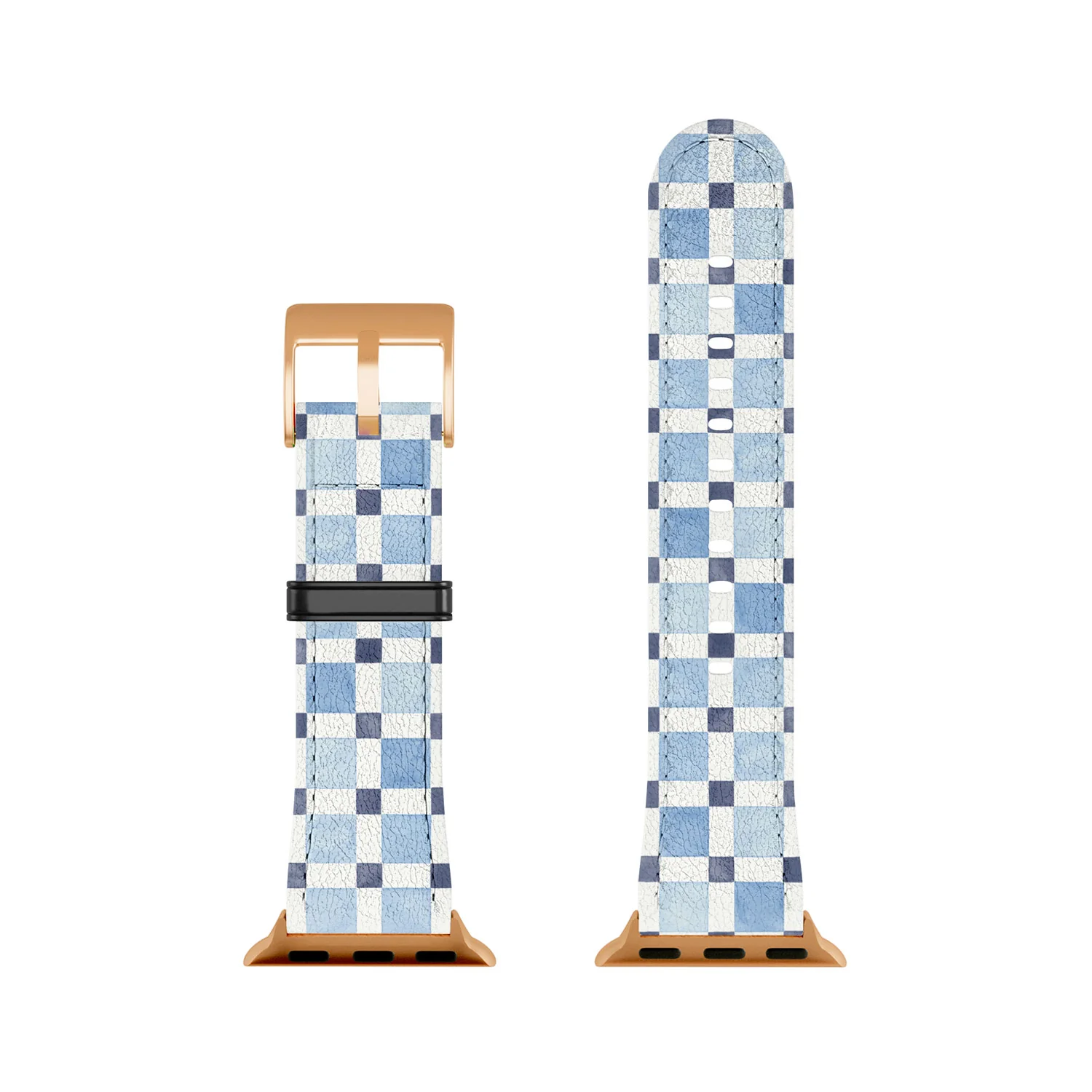 Ninola Design Checkerboard Mosaic Squares Blue Apple Watch Band - Image 13