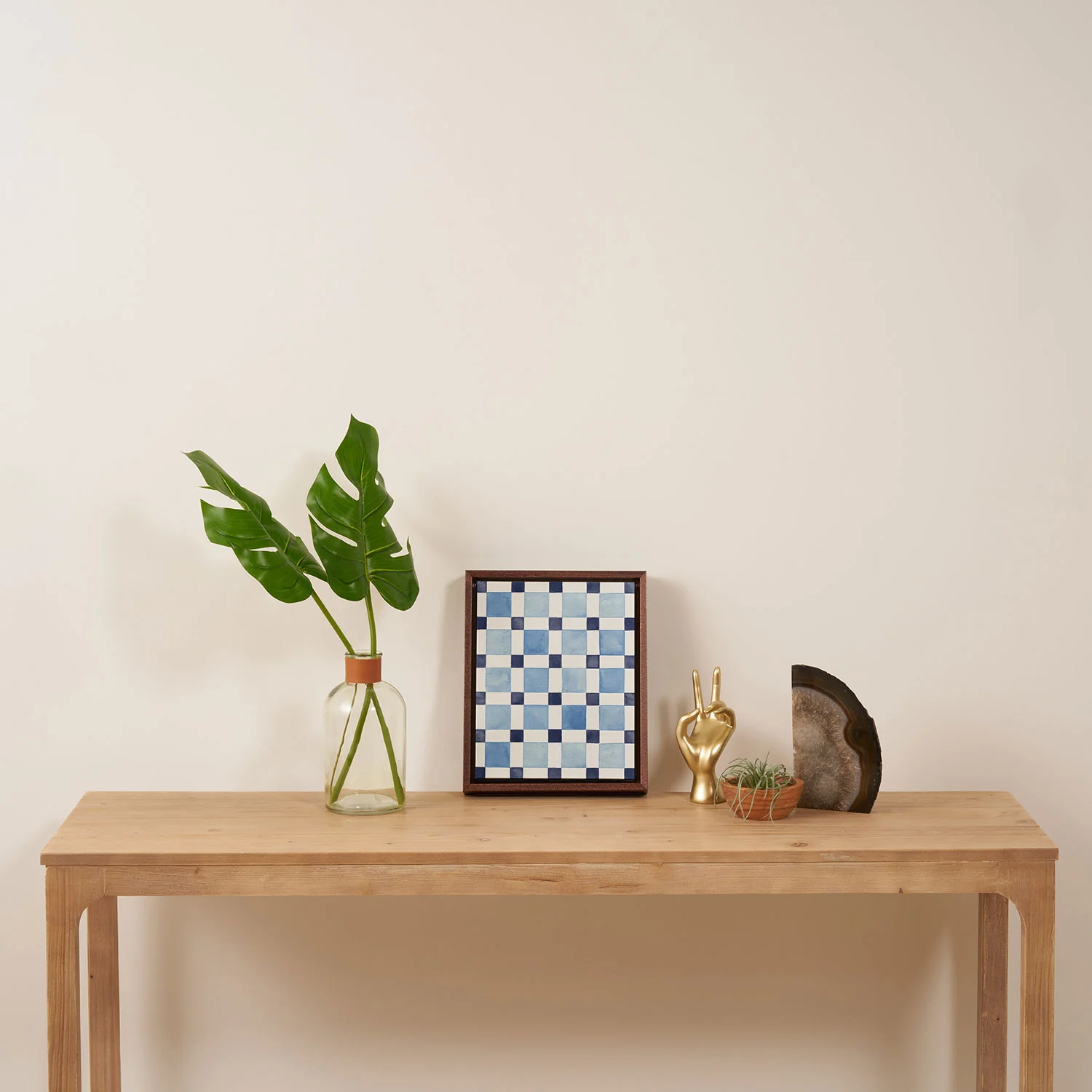 Ninola Design Checkerboard Mosaic Squares Blue Art Canvas - Image 27