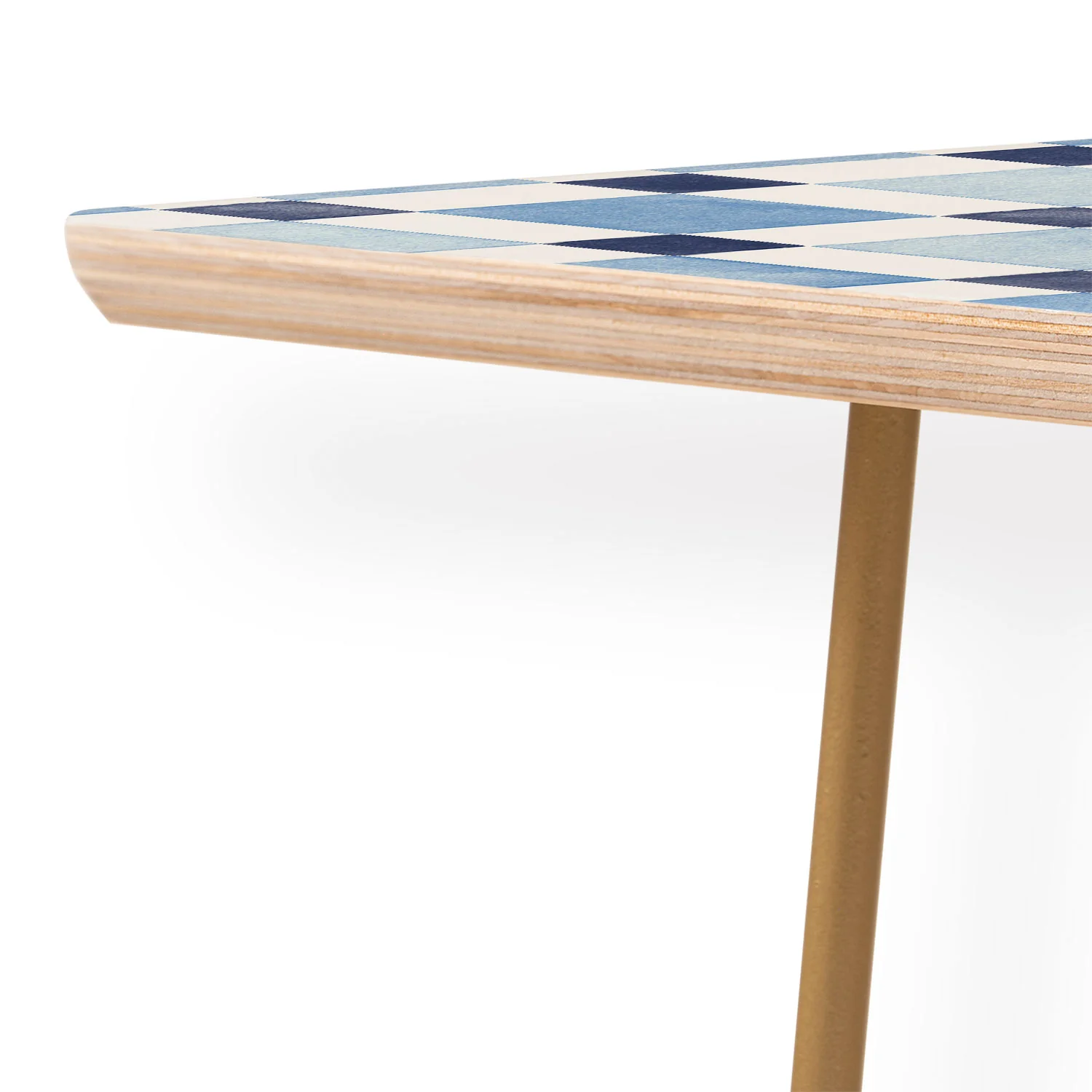 Ninola Design Checkerboard Mosaic Squares Blue Coffee Table - Image 5