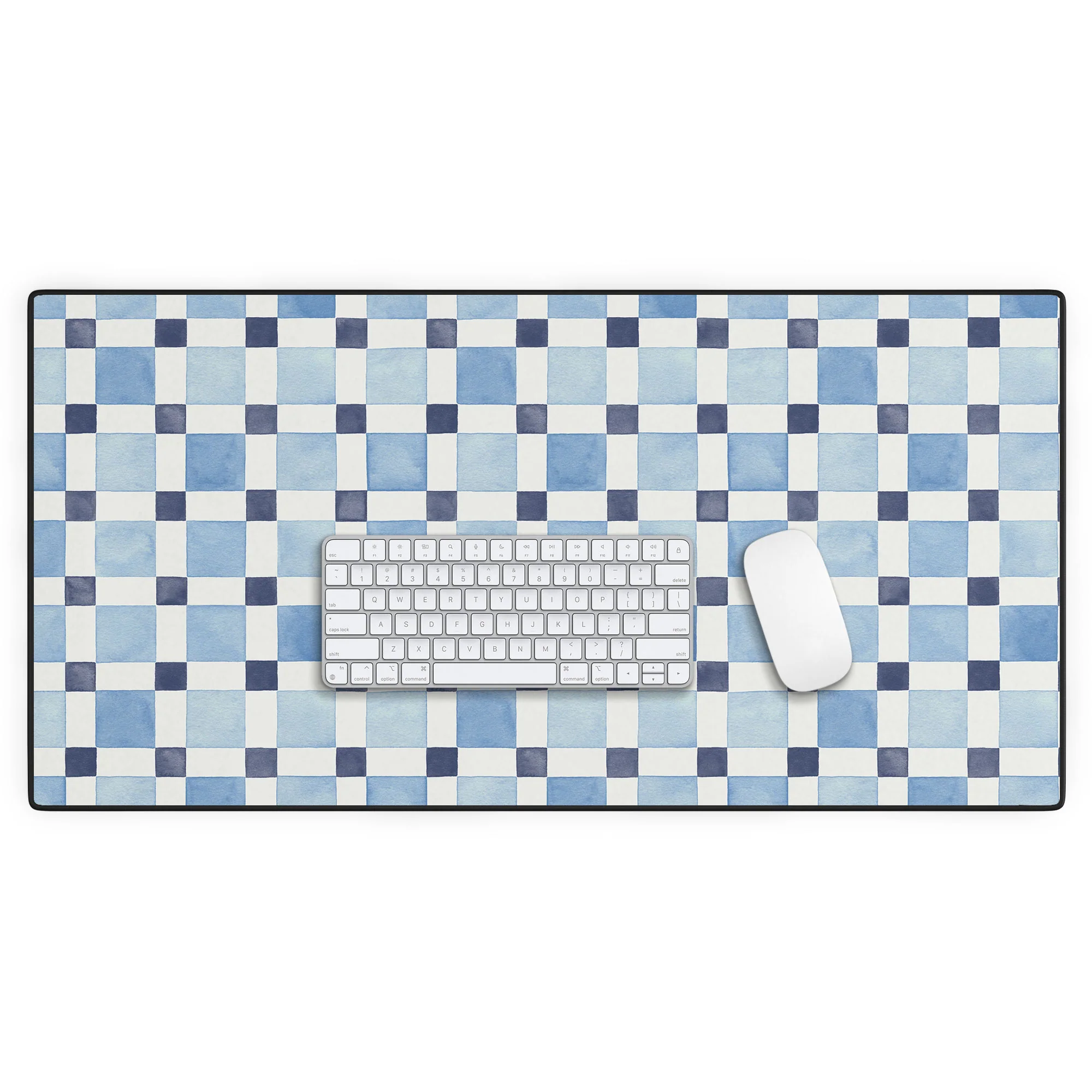 Ninola Design Checkerboard Mosaic Squares Blue Desk Mat - Image 2