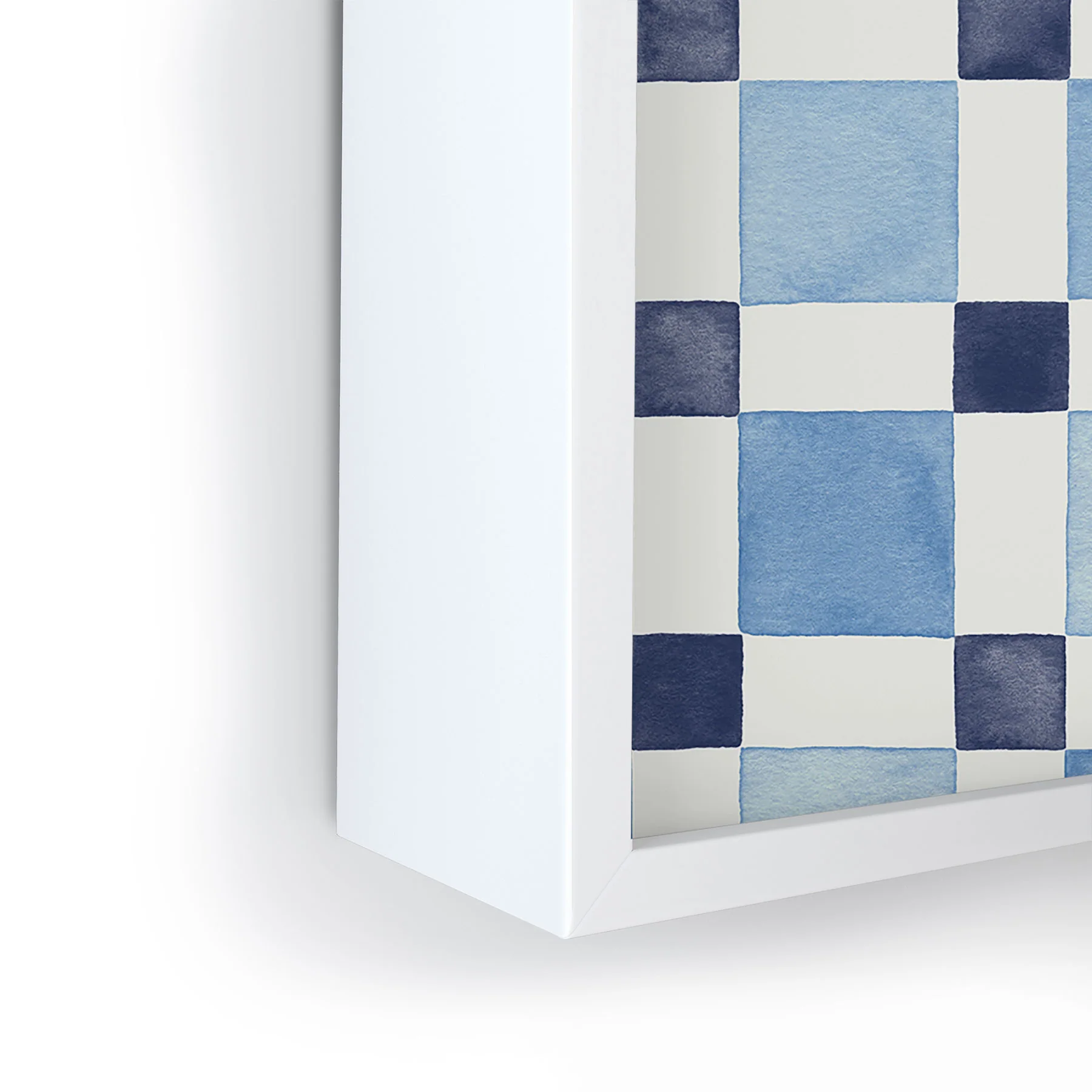 Ninola Design Checkerboard Mosaic Squares Blue Framed Mini Art Print - Image 9