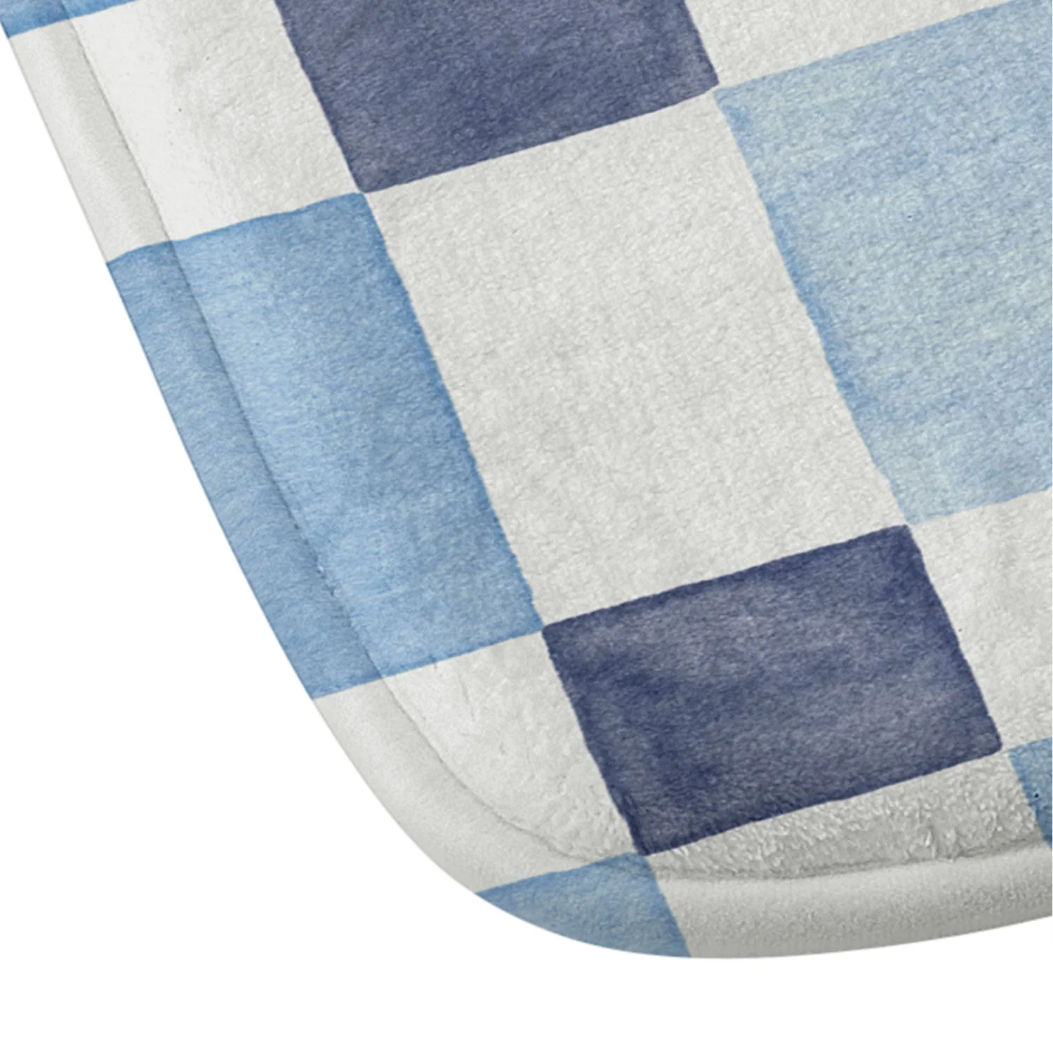 Ninola Design Checkerboard Mosaic Squares Blue Memory Foam Bath Mat - Image 3